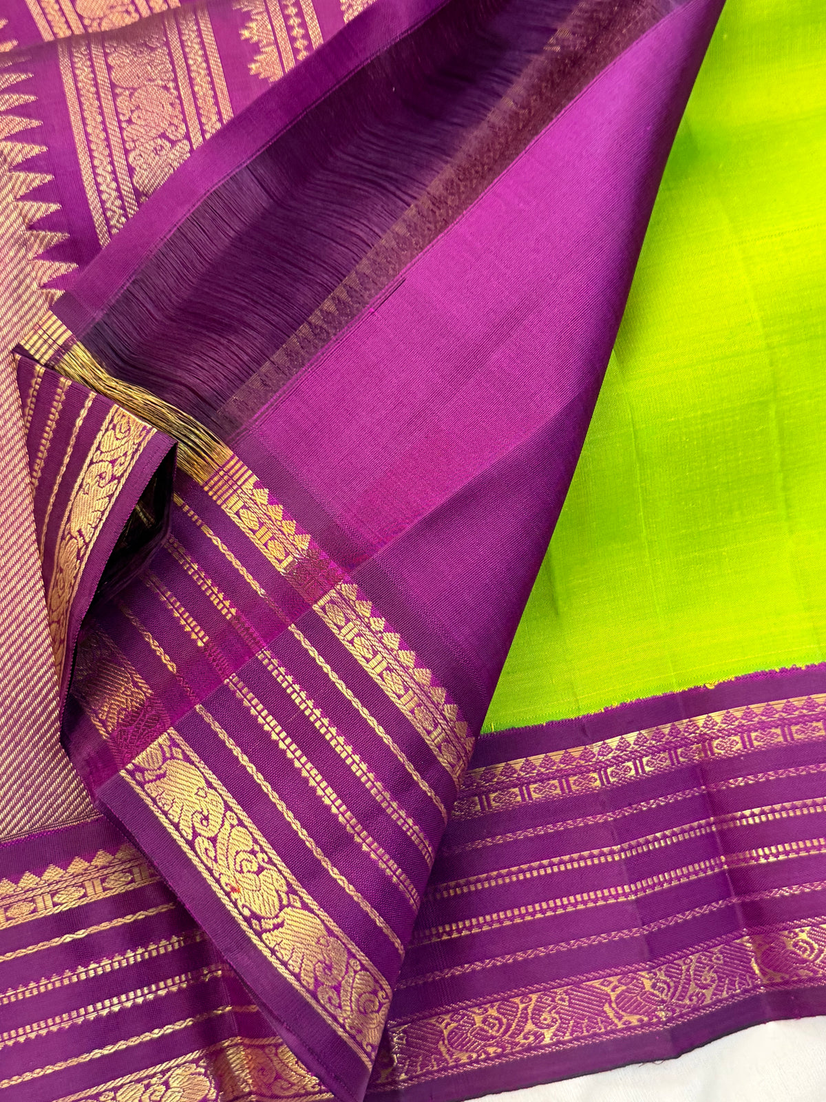 Sneha green body deep purple border Kai Korvai CLSA11653