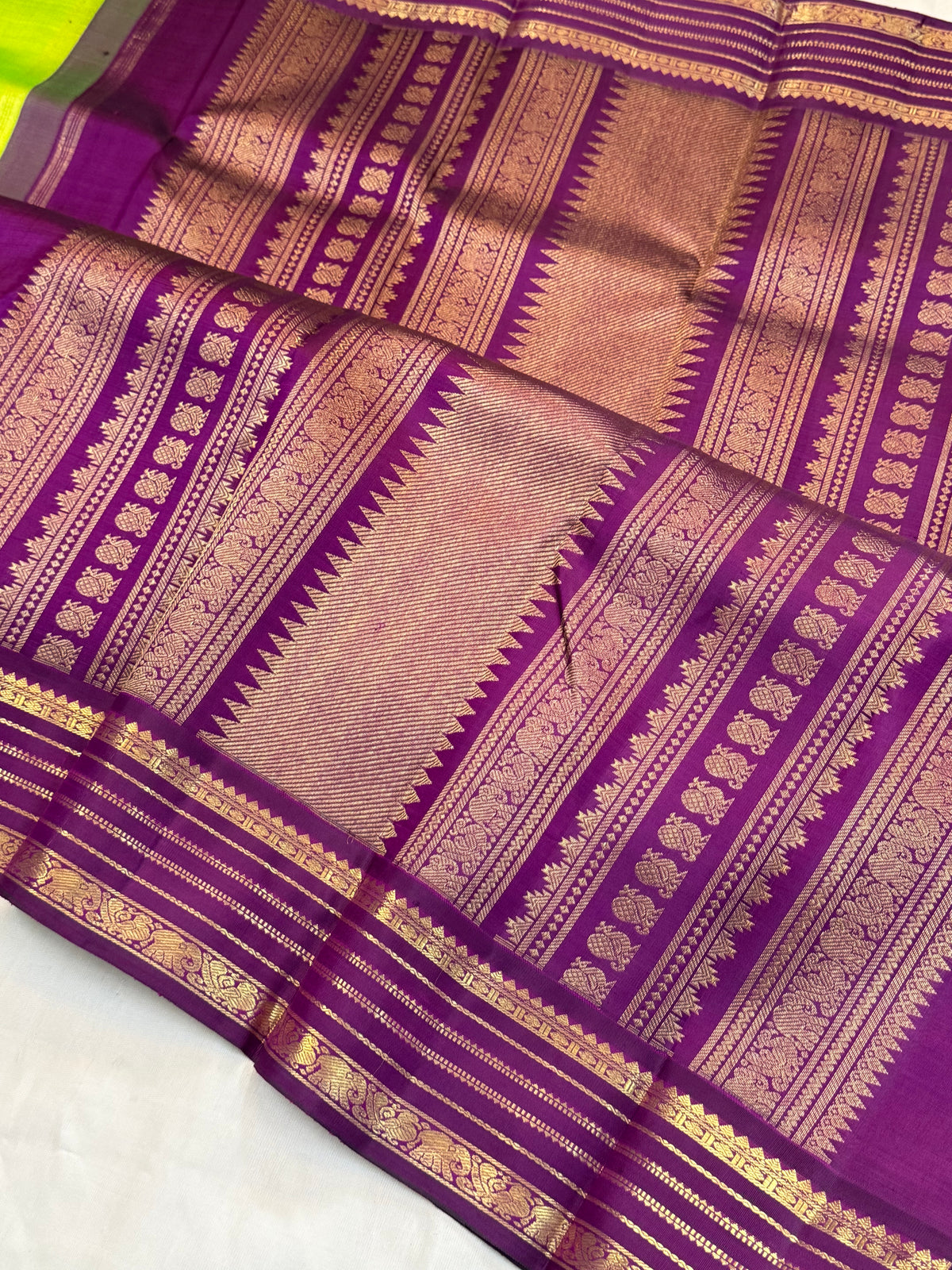 Sneha green body deep purple border Kai Korvai CLSA11653
