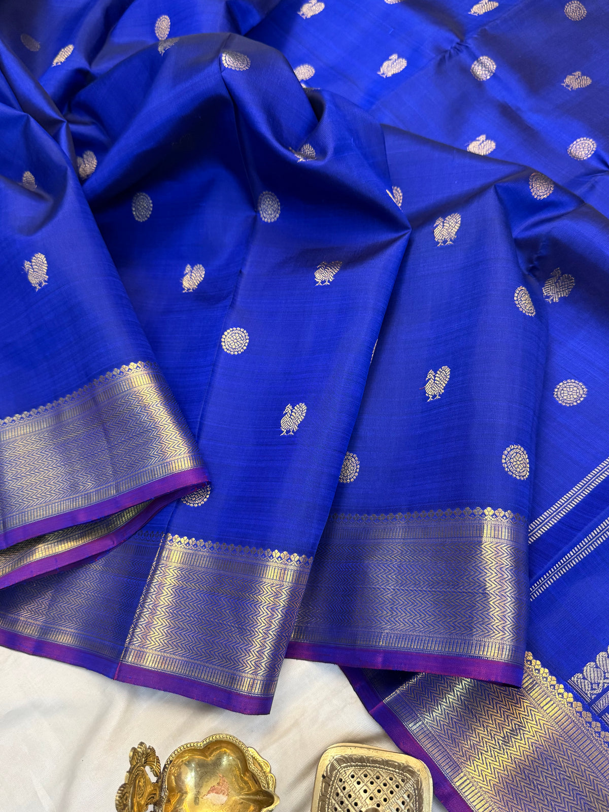 Blue with Annam chakram pure Zari/kanjipuram silk saree clsa 7776