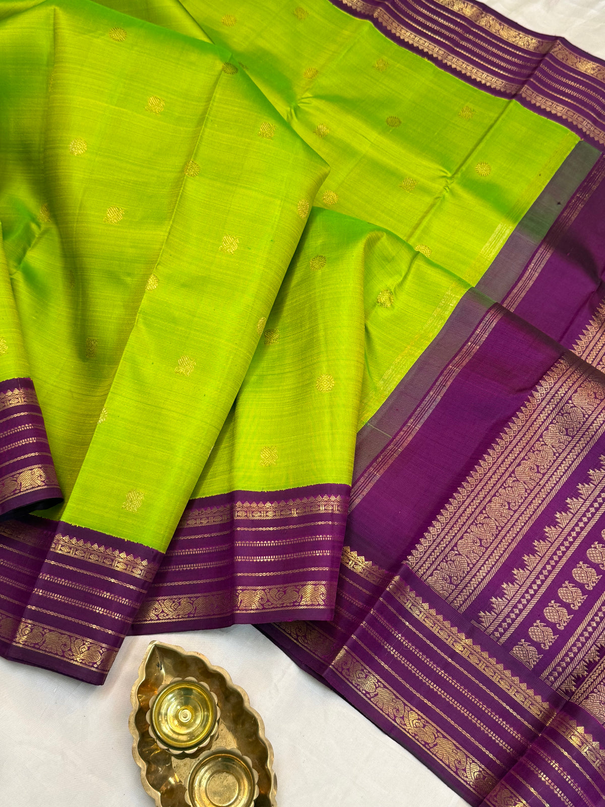 Sneha green body deep purple border Kai Korvai CLSA11653