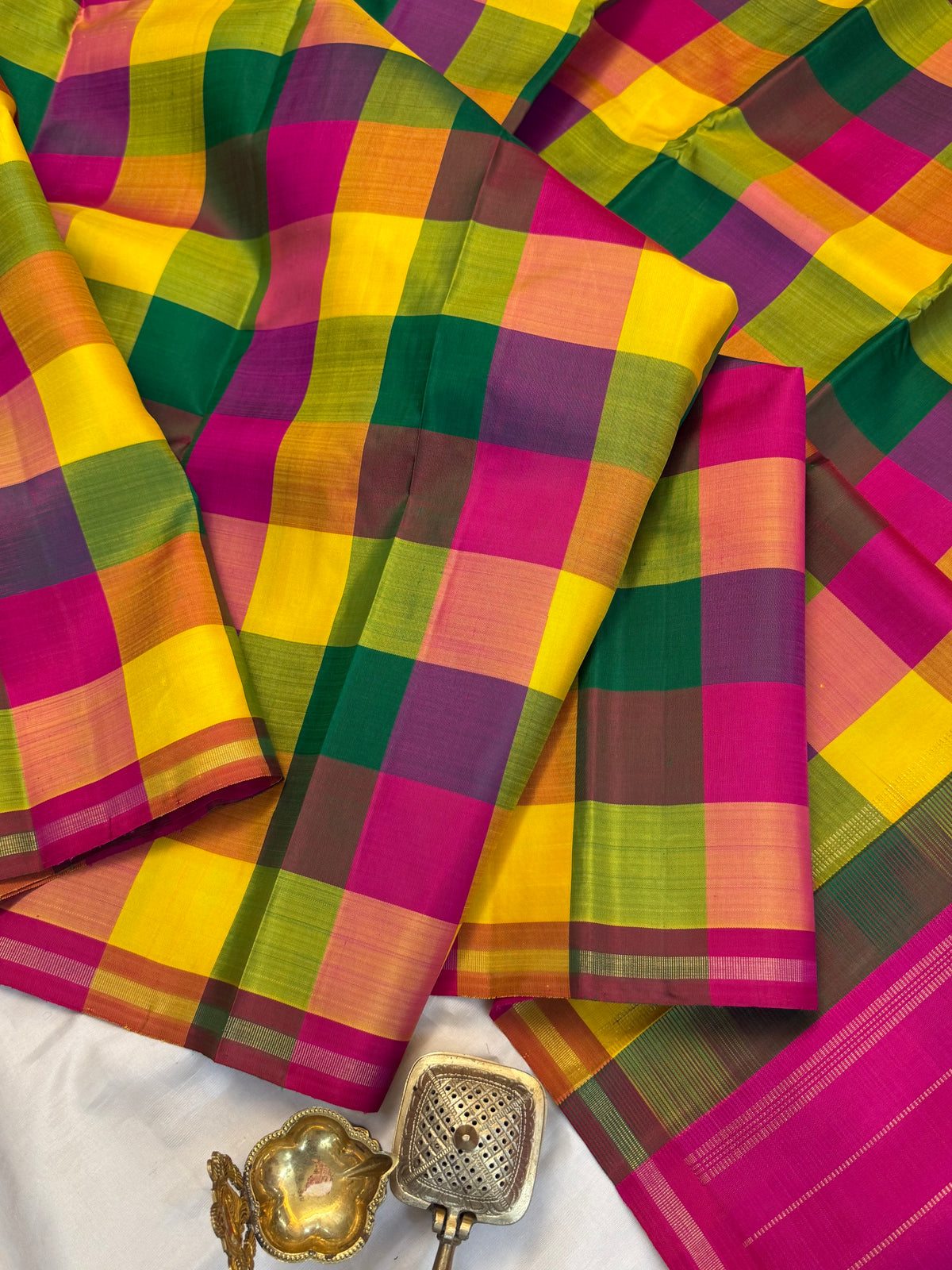 Paalum Pazhamum checks/kanjipuram silk saree clsa 13049