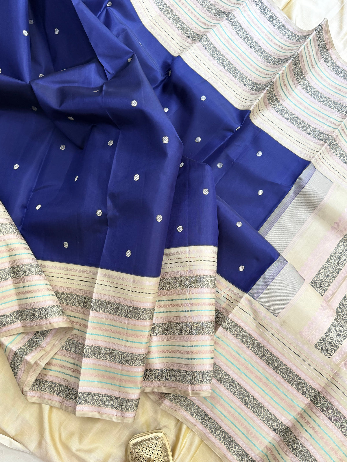 Dark blue varisapet Kai Korvai  / Arani silk