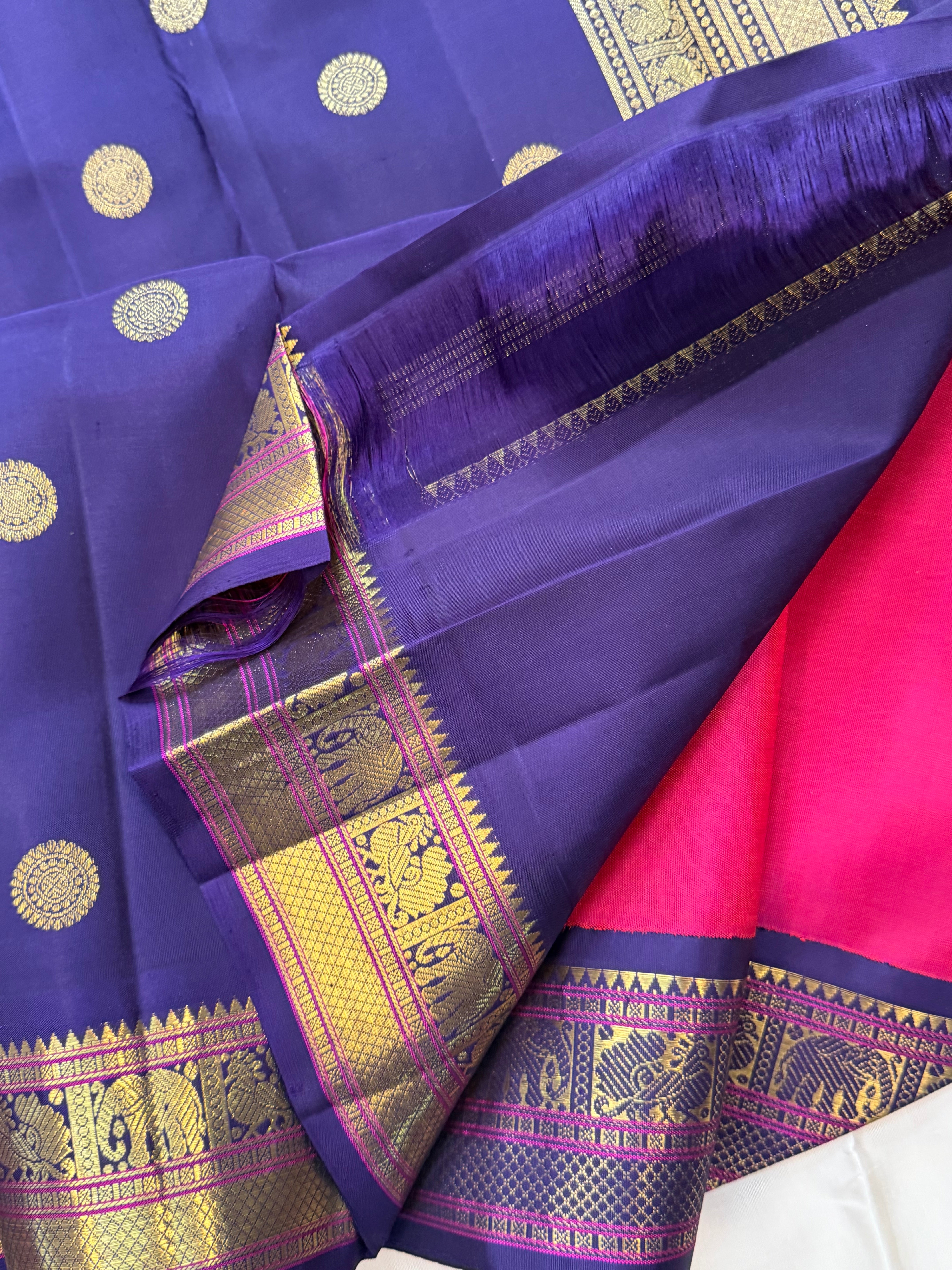 Korvai Varamahalakshmi edit : Double tone pink Korvai Kanjipuram silk saree