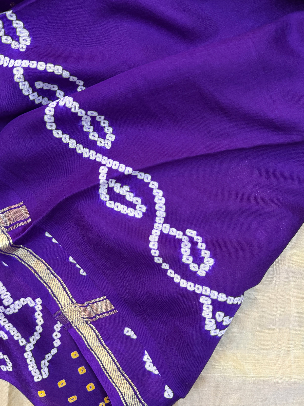 Deep purple bandhini and gajji silk saree clsa 11941