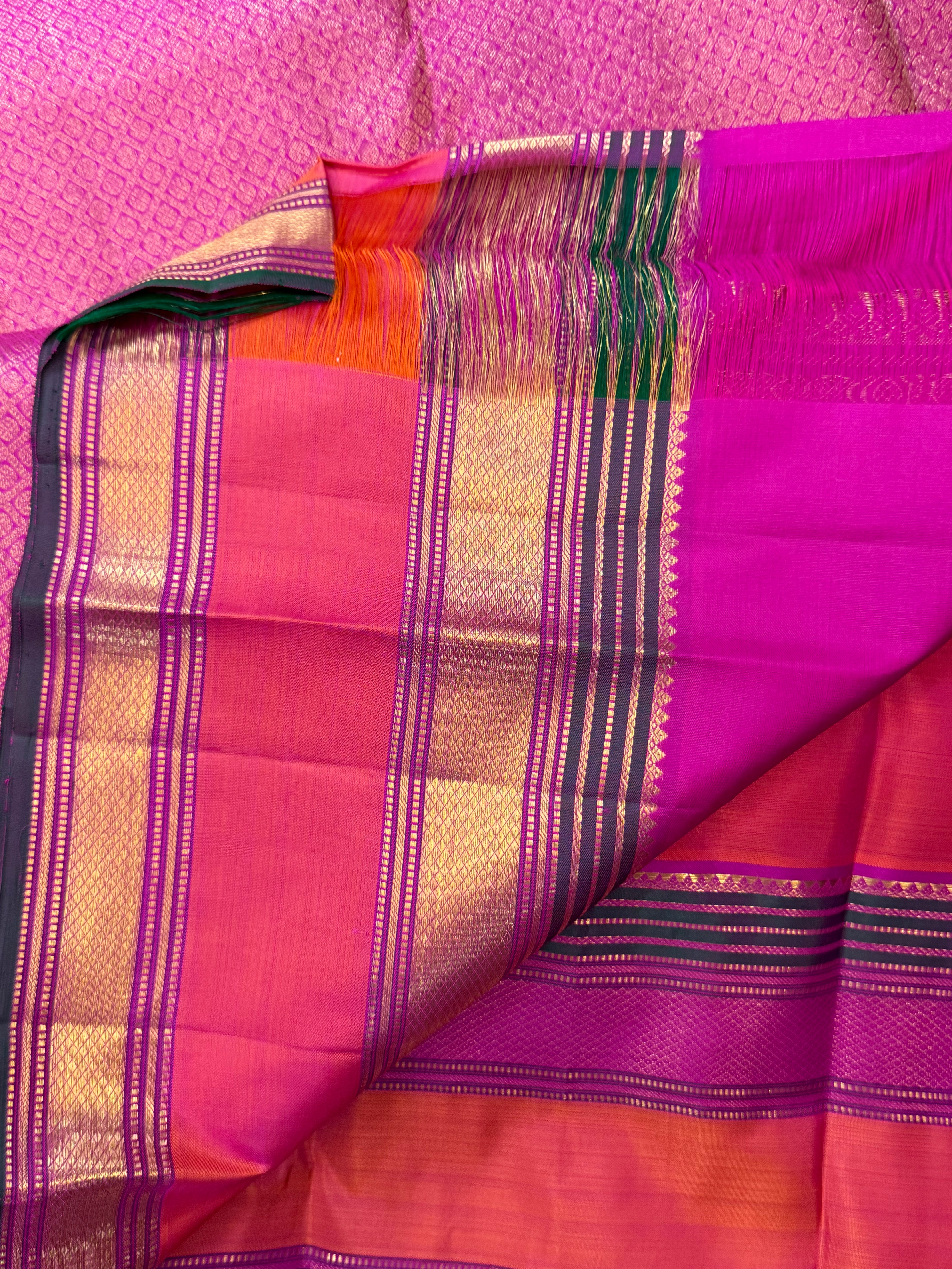 Pinkish orange rettapet border/ Arani Silk CL10106