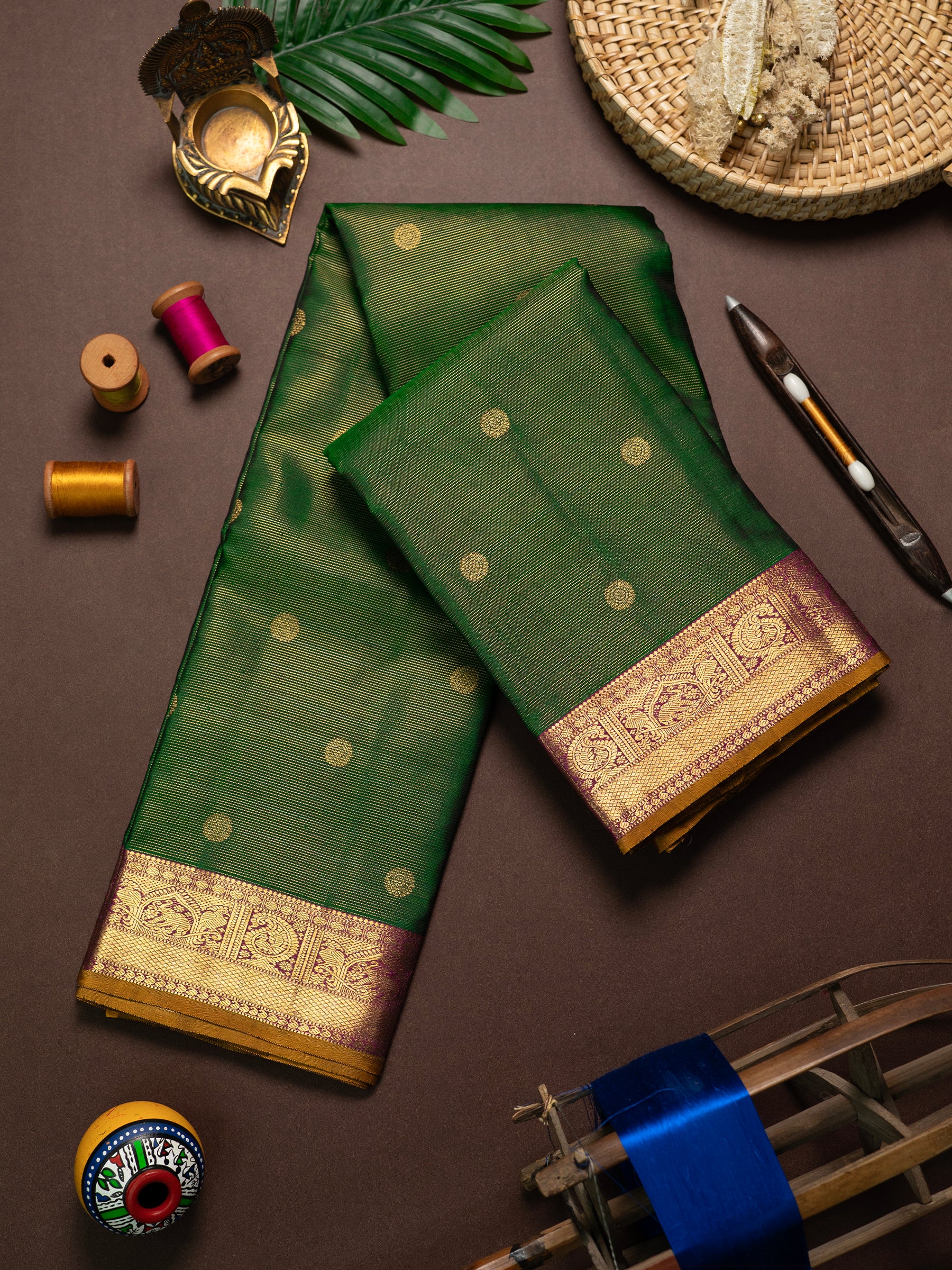 Dark green vairaoosi Kanjipuram Silk Saree CLSA10160