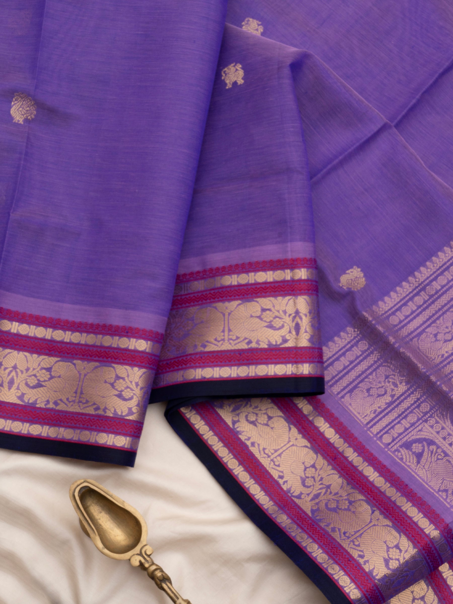Lavender annam and yazhi butta / Silk Cotton Saree CLSA10197