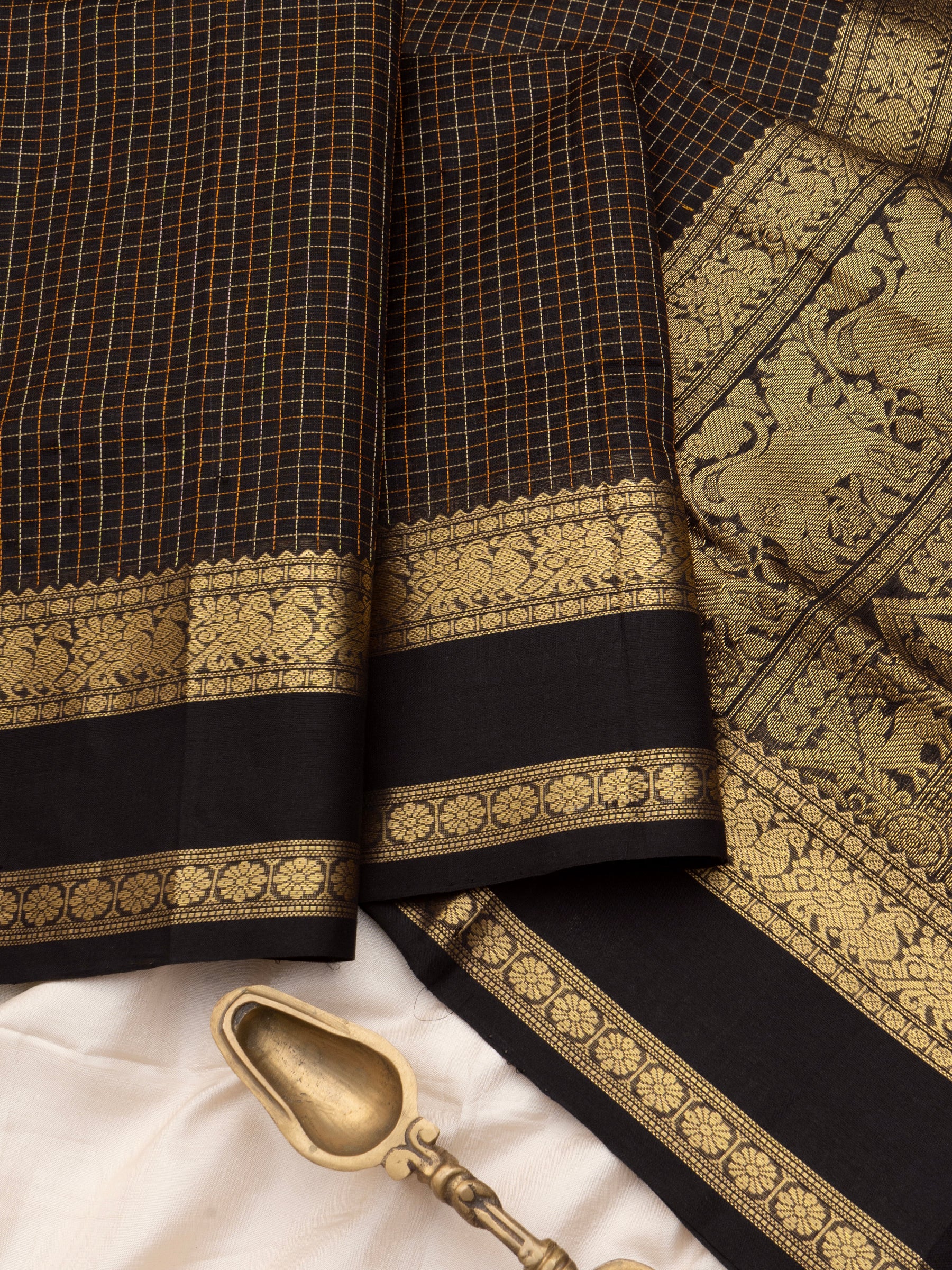 Black kattam rettapet border/ Silk Cotton Saree CLSA10218