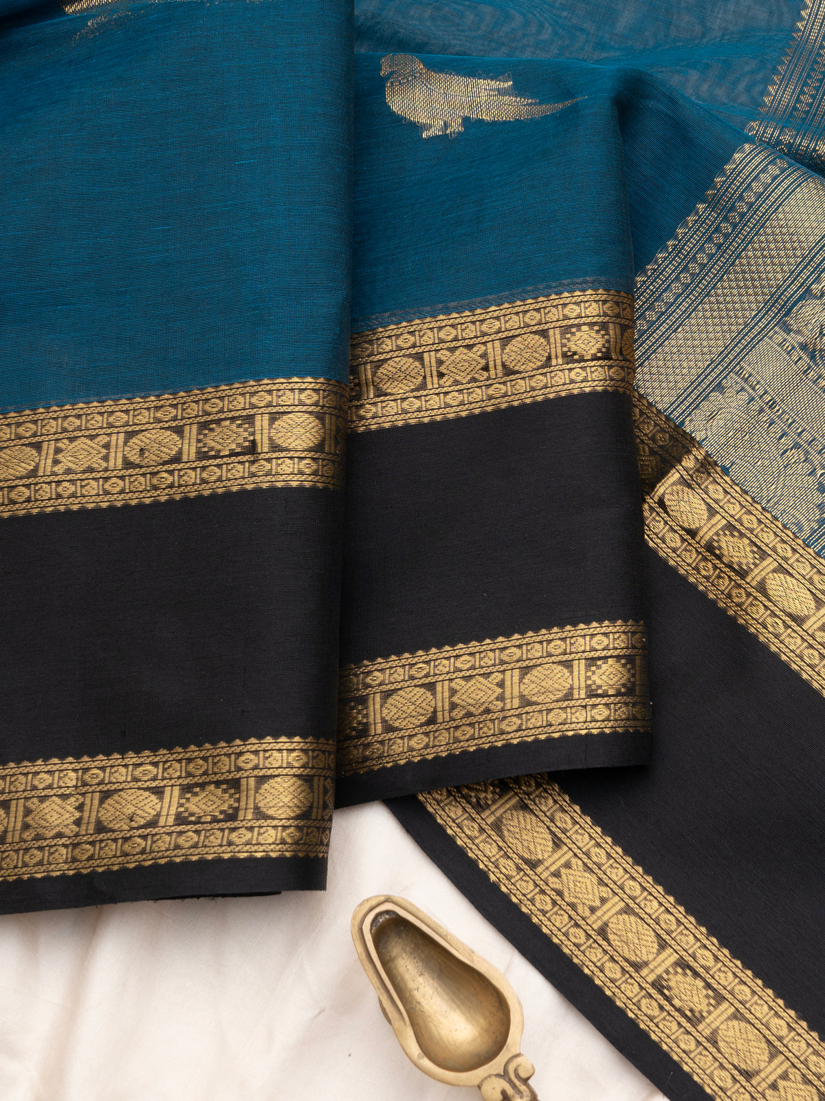 Rama blue kili butta/ Silk Cotton Saree CLSA10226