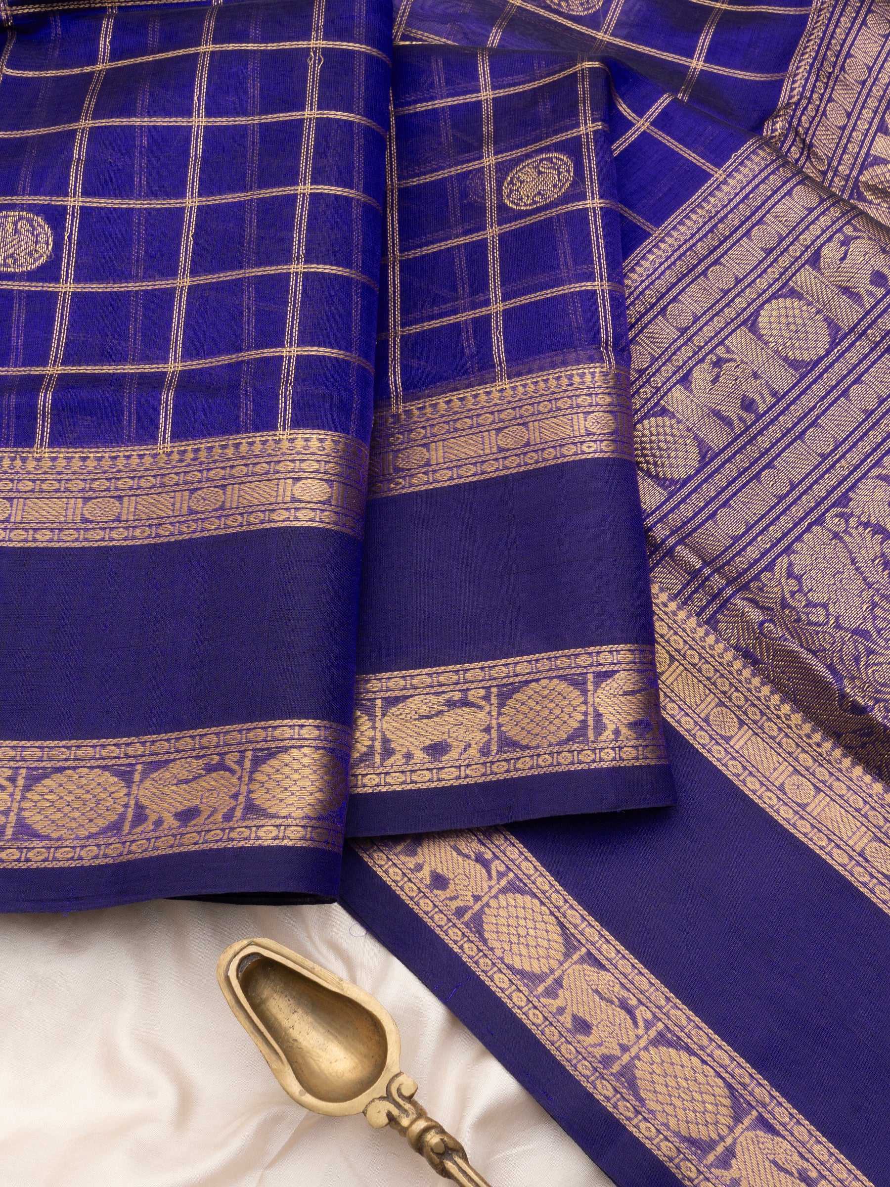 Deep blue kattam butta /  Silk Cotton Saree CLSA10259