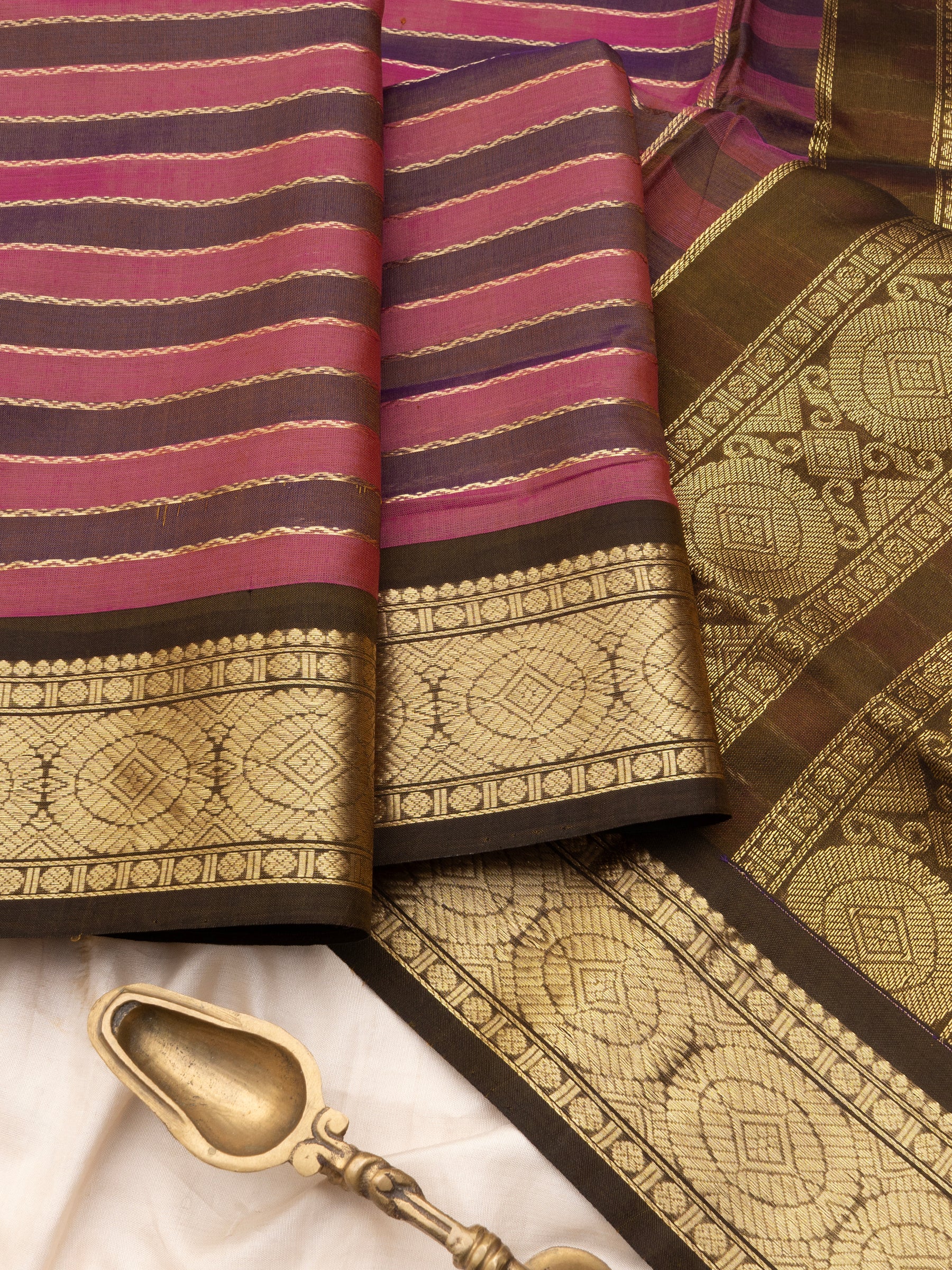 Dusky pink and brown veldhari / Silk Cotton CLSA10296