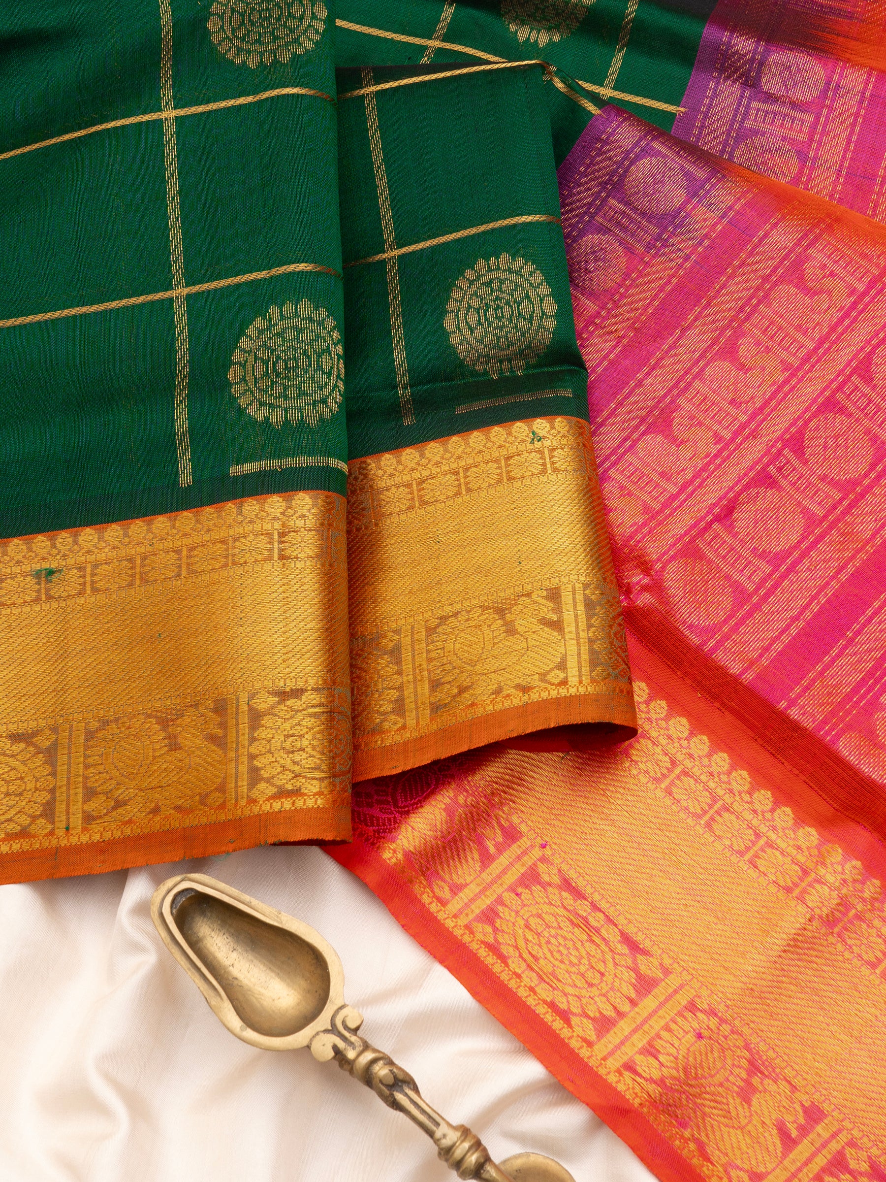 Green kattam butta / Silk Cotton Saree CLSA10419
