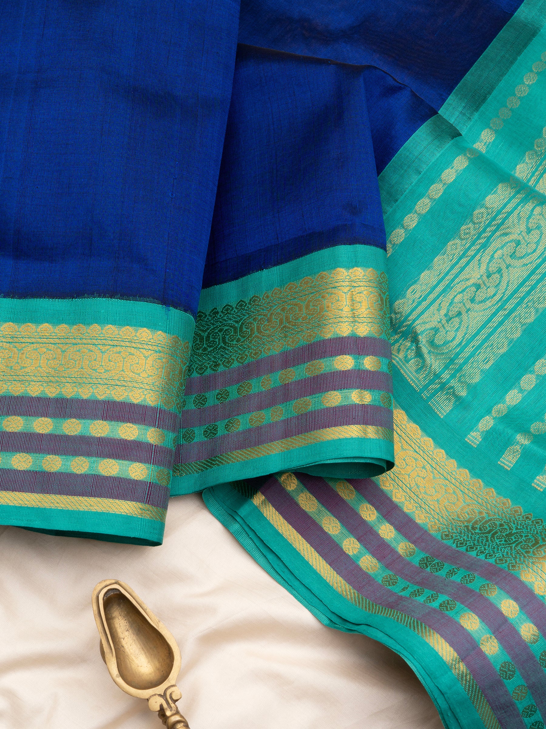 Royal blue and turquoise blue / Silk Cotton CLSA10424