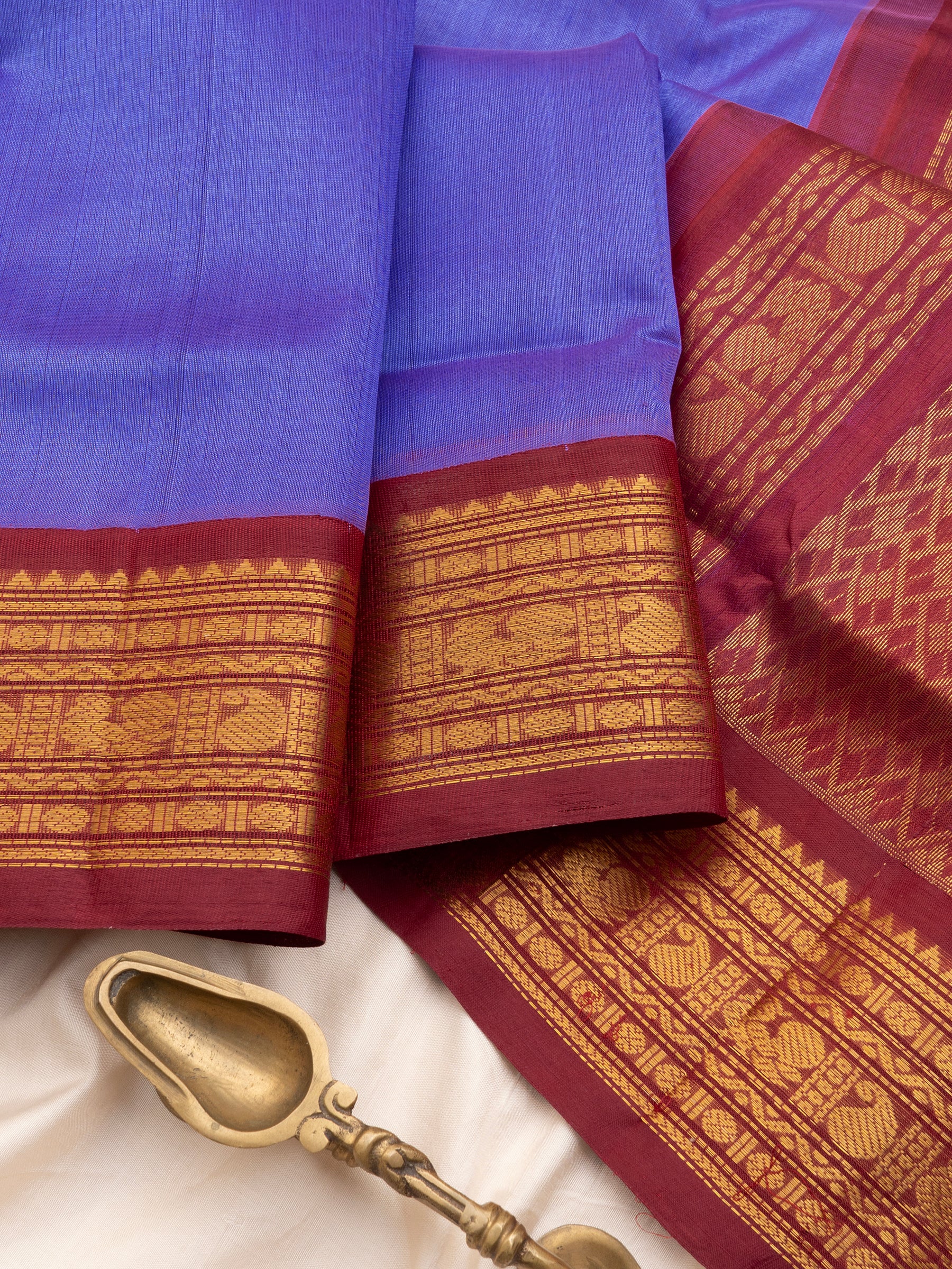 Lavender and araku korvai / Silk Cotton Saree CLSA10426