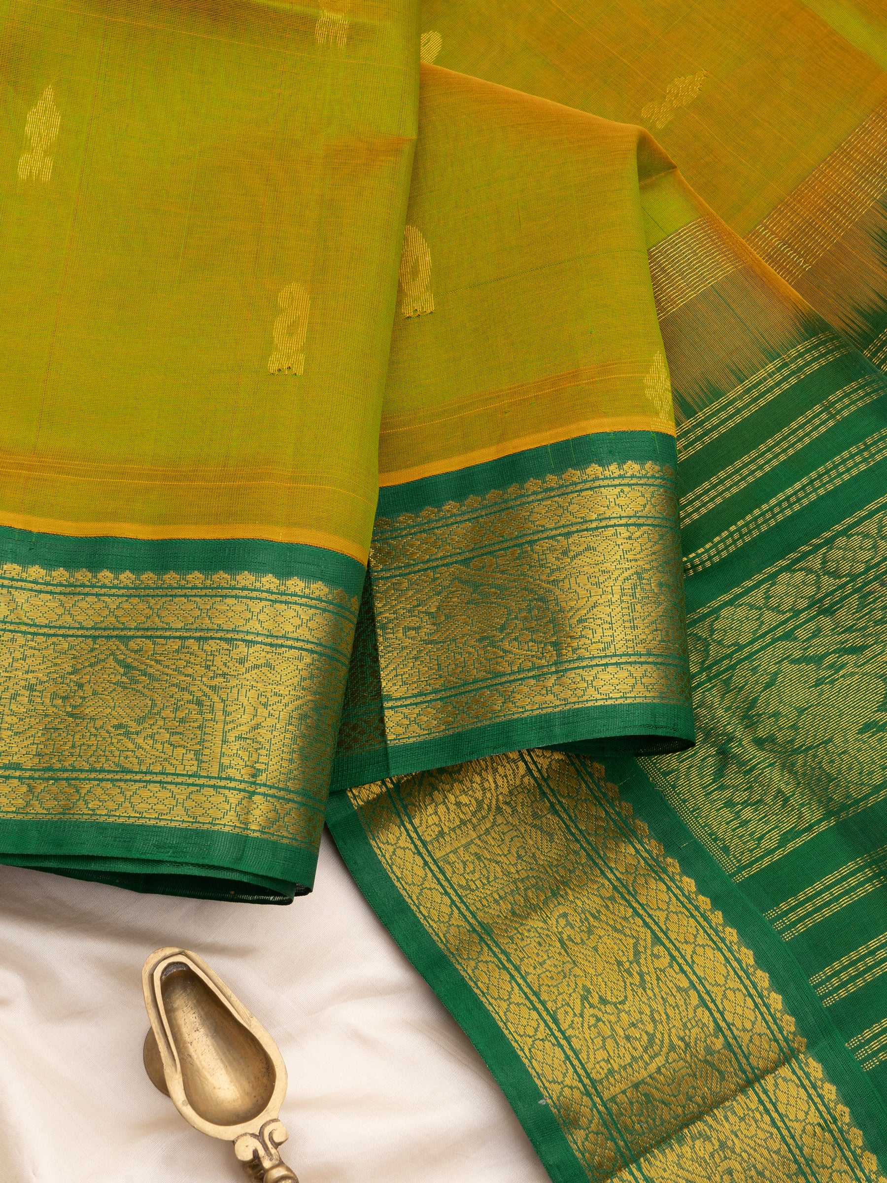 Olive green and dark green /Silk Cotton CLSA10432