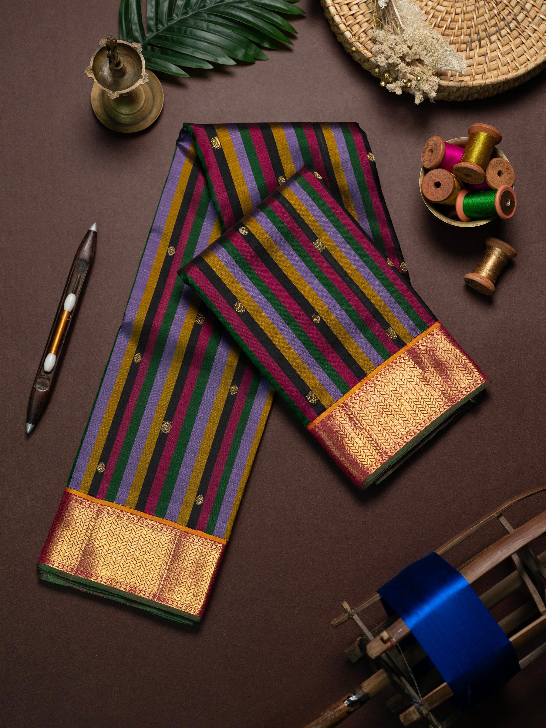 Multiple colour Korvai / Kanjipuram Silk Saree CLSA10632