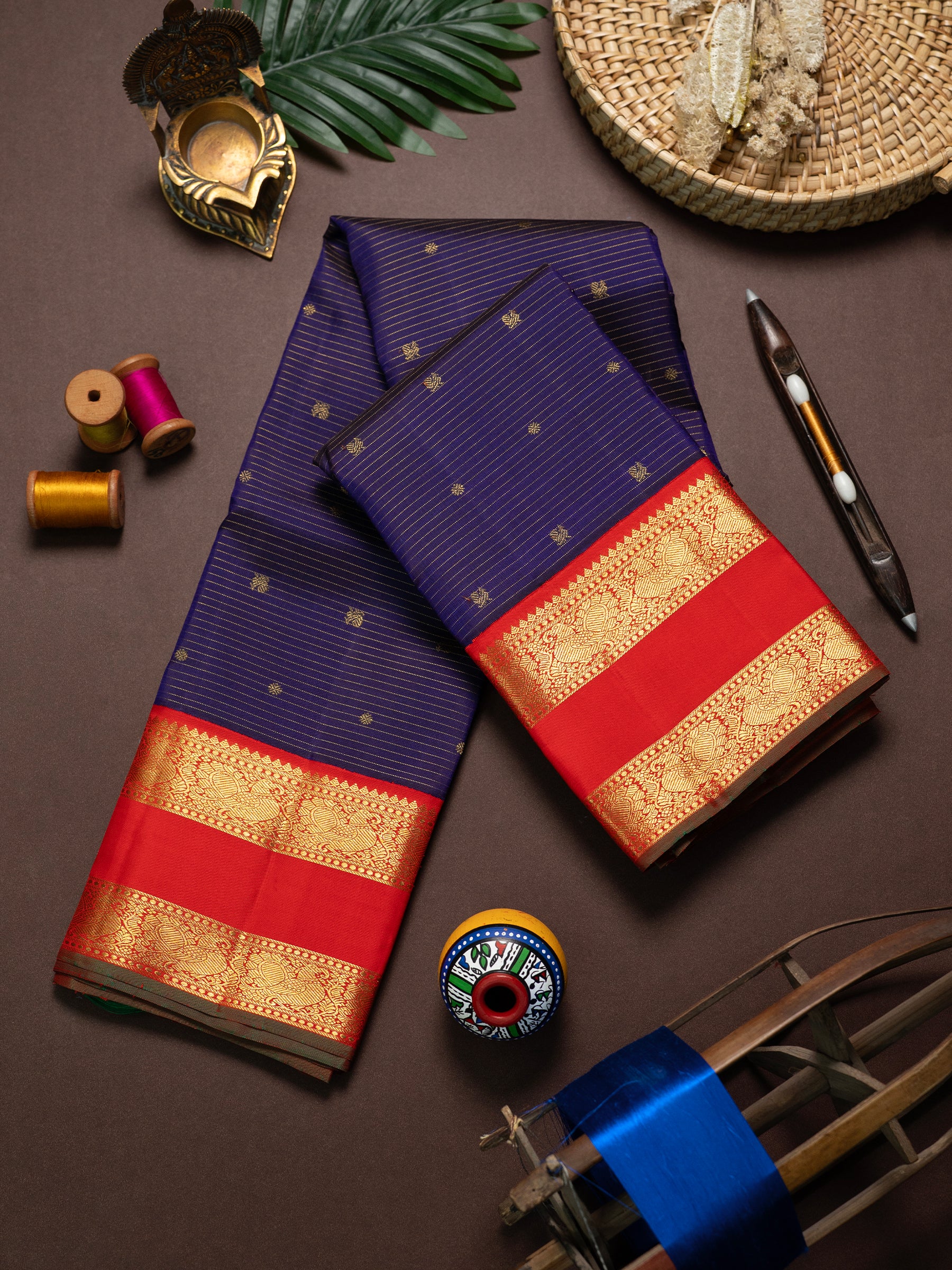 Royal blue oosi korvai Kanjipuram Silk Saree CLSA10644