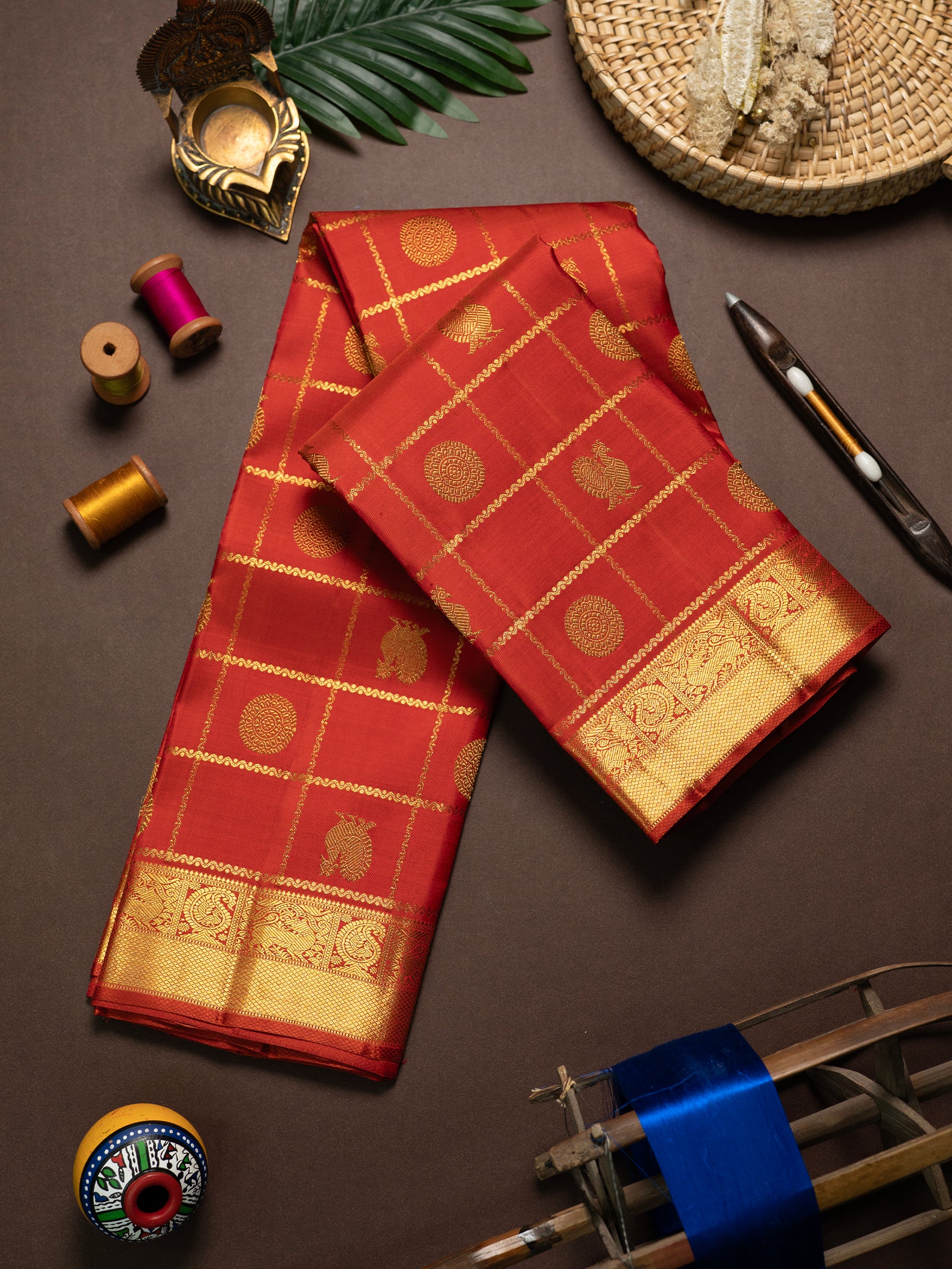 Rust kattam butta Kanjipuram Silk Saree CLSA10825
