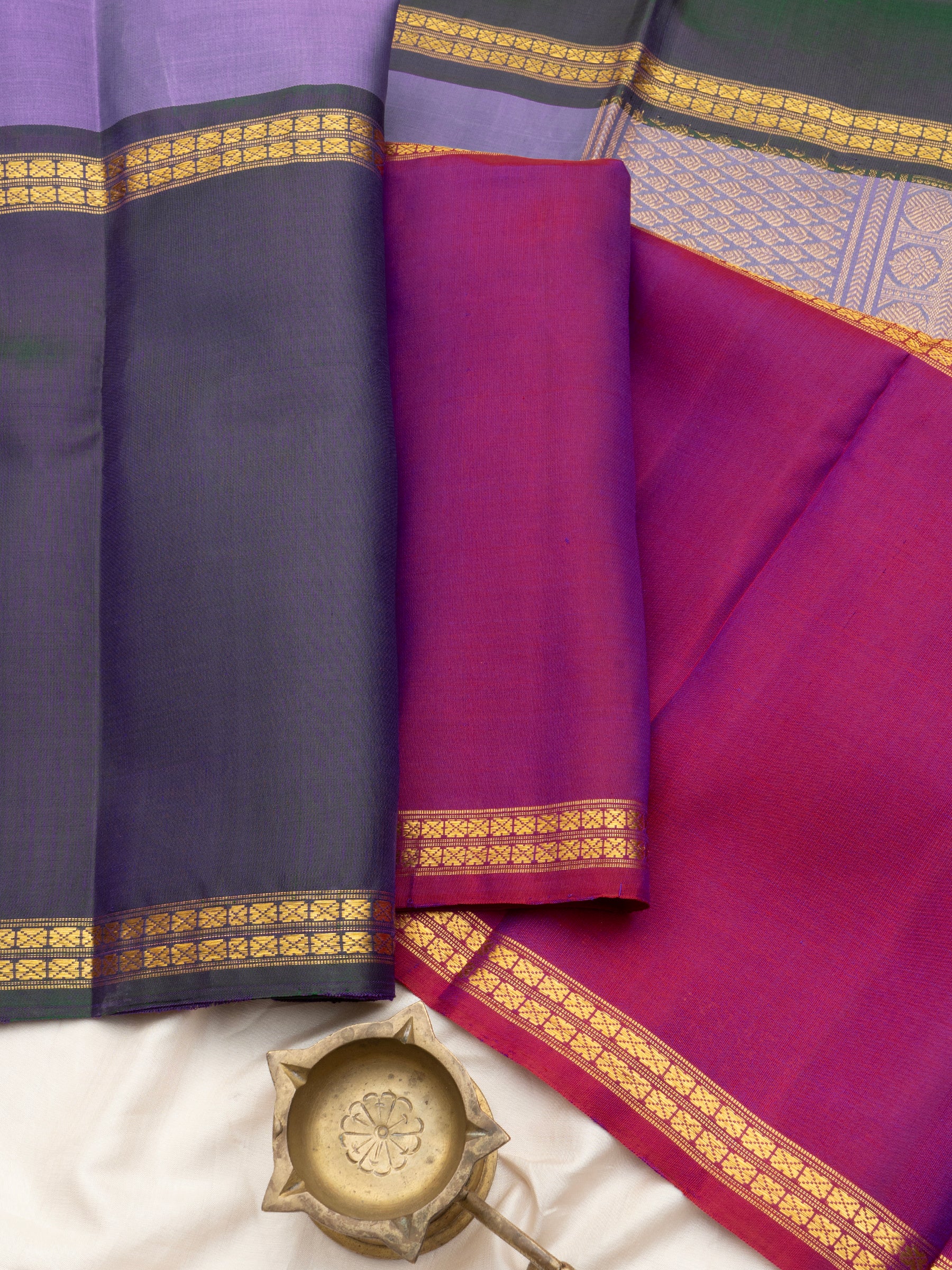 Lavender mubbagam ganga jamuna/ Arani Silk Saree CLSA10845