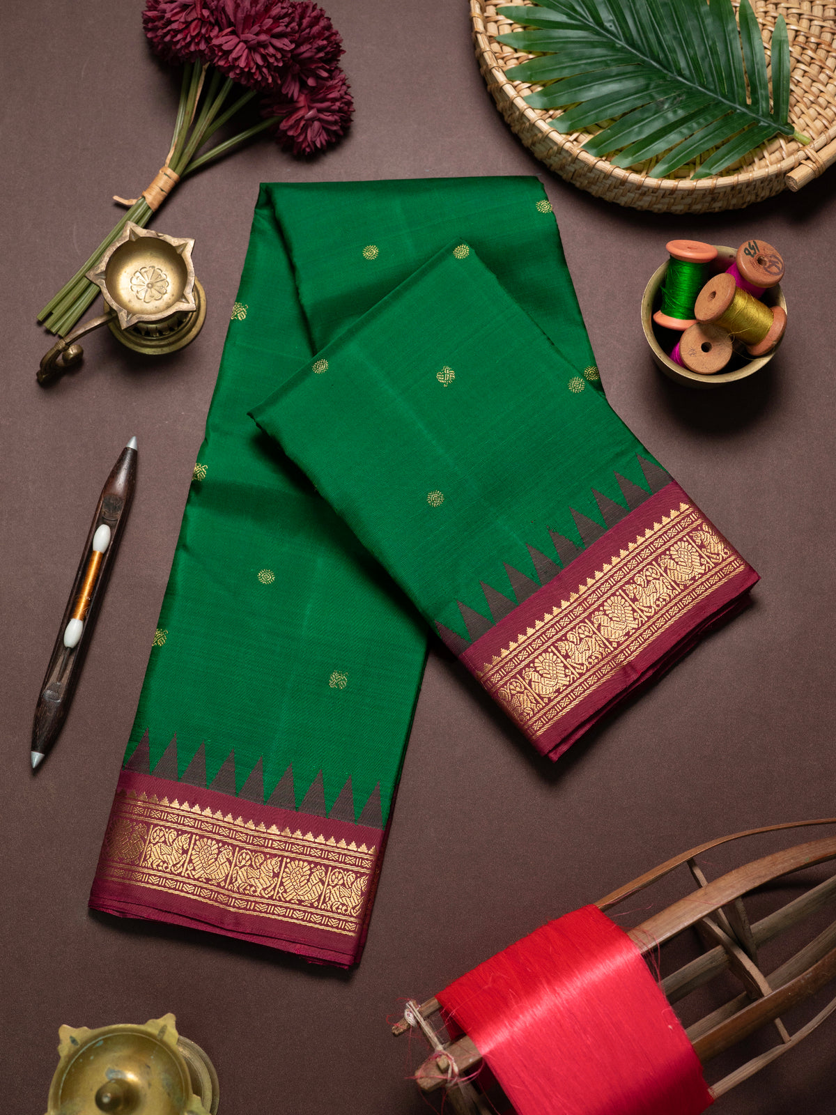 Green and Araku Korvai /Kanjipuram Silk Saree CLSA10848