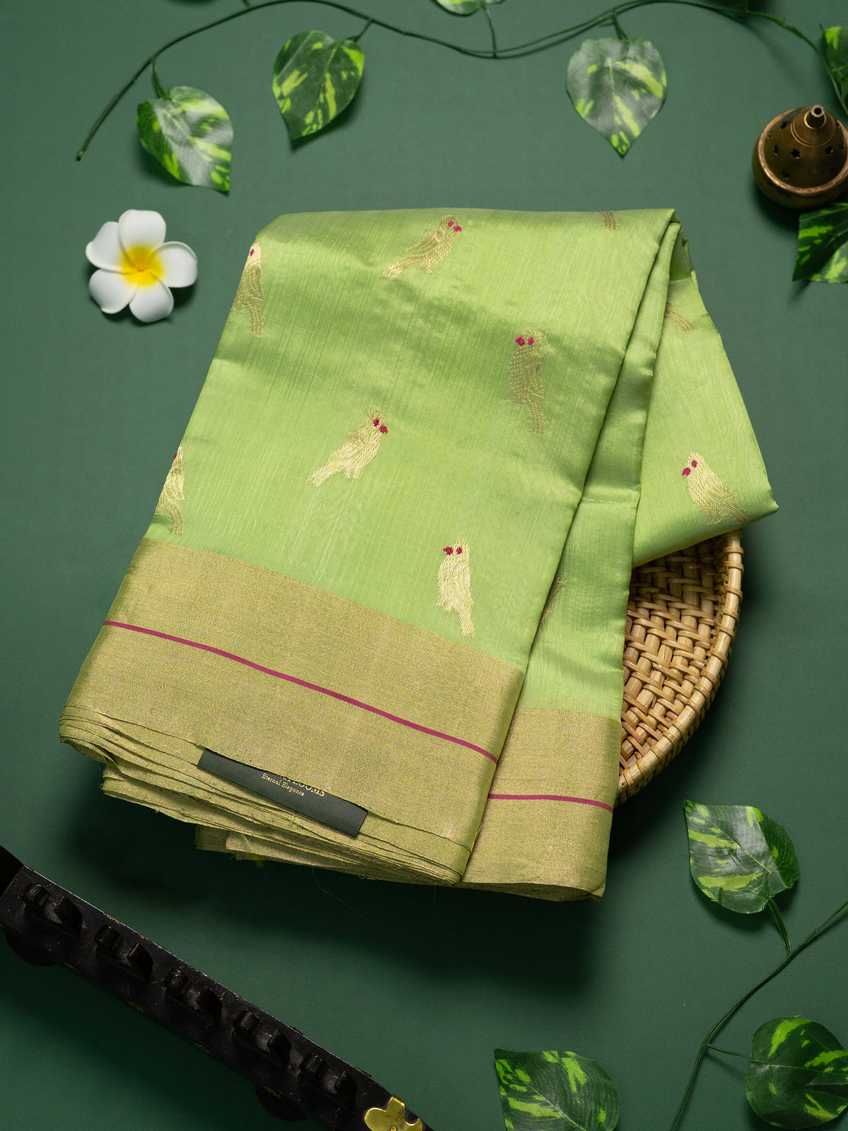 Parrot green with parrot meenakari butta/ Chanderi silk Saree CLSA10877