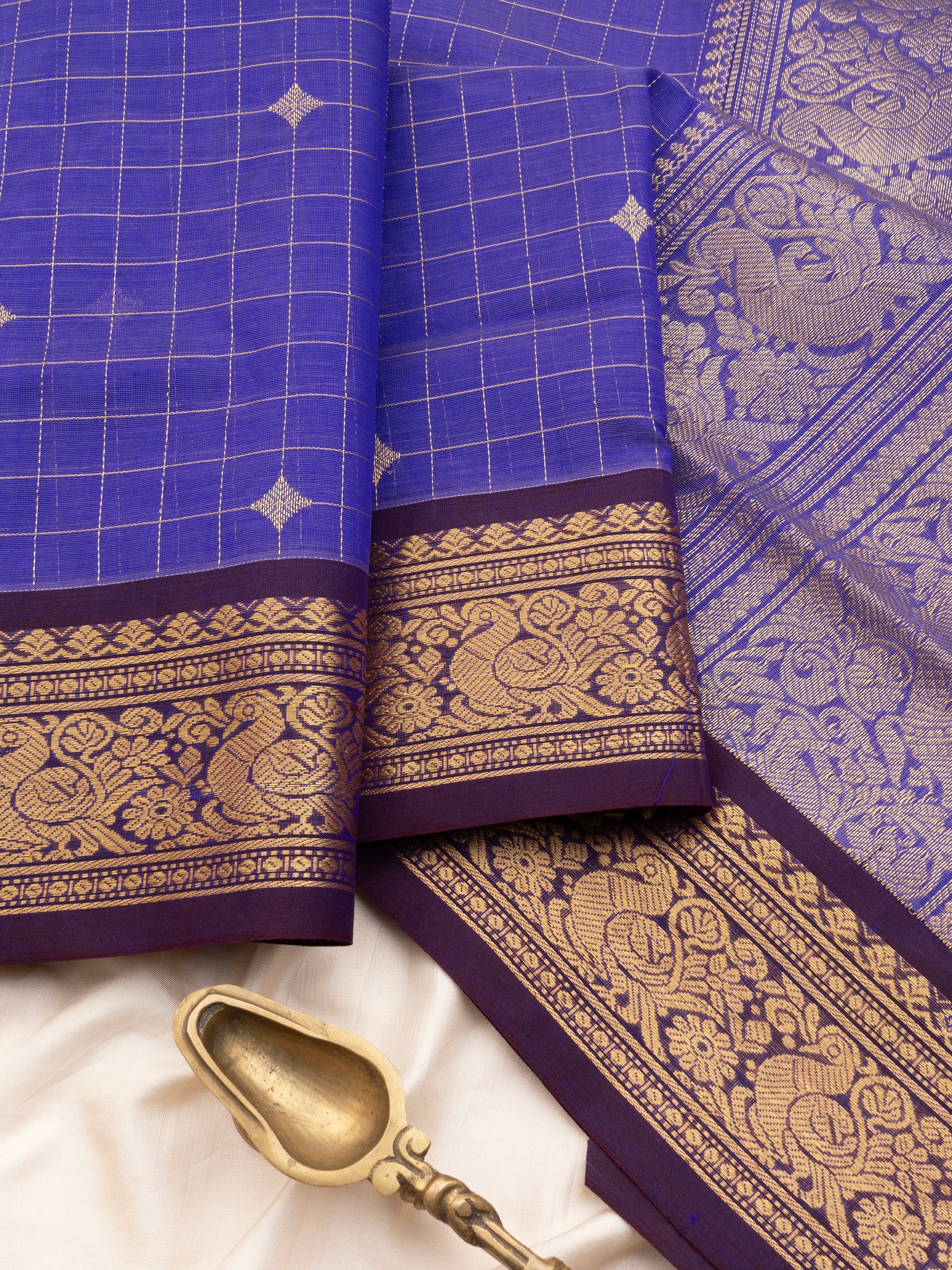 December poo color and brown unusual korvai / Silk Cotton Saree CLSA10896