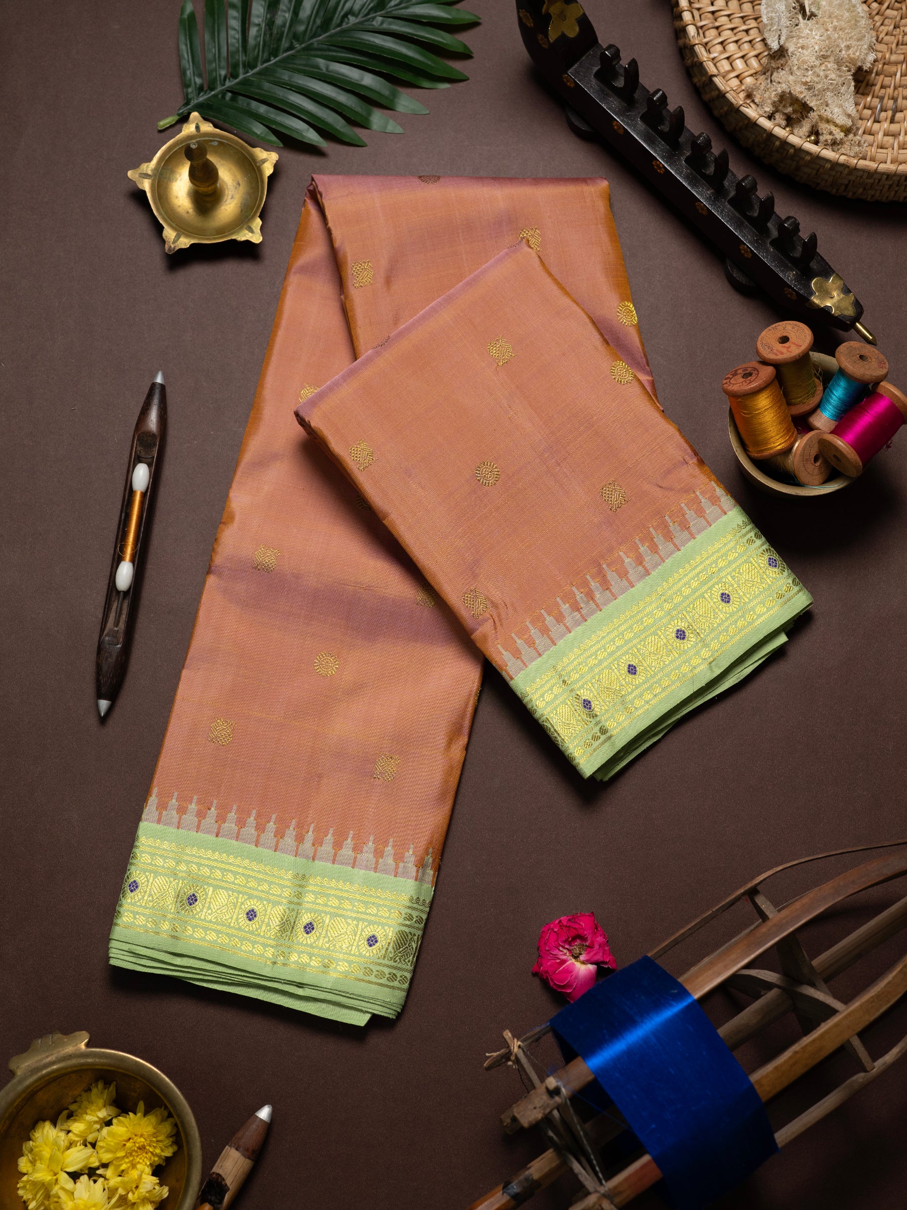 Pink shot korvai / Kanjipuram Silk Saree CLSA10970