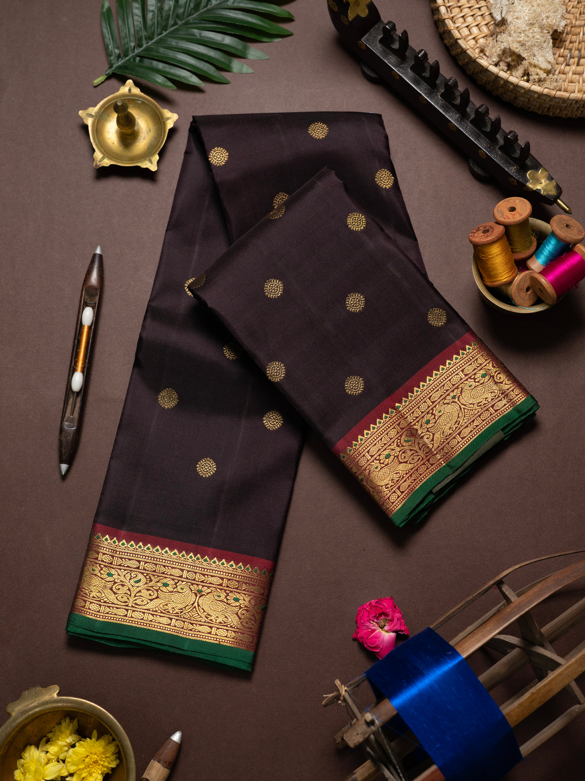 Deep Kanchana double Palla / Kanjipuram Silk Saree CLSA11004