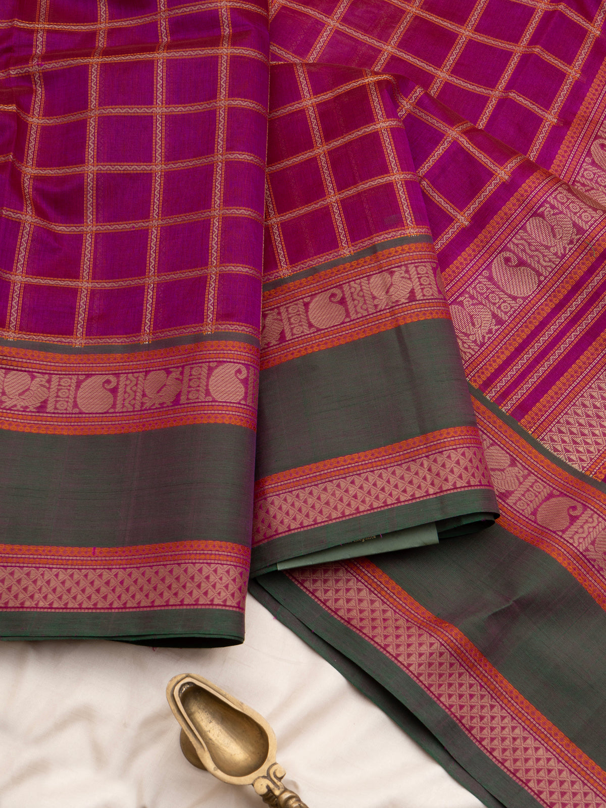 Pink kattam rettapet border/ Silk Cotton Saree CLSA11838