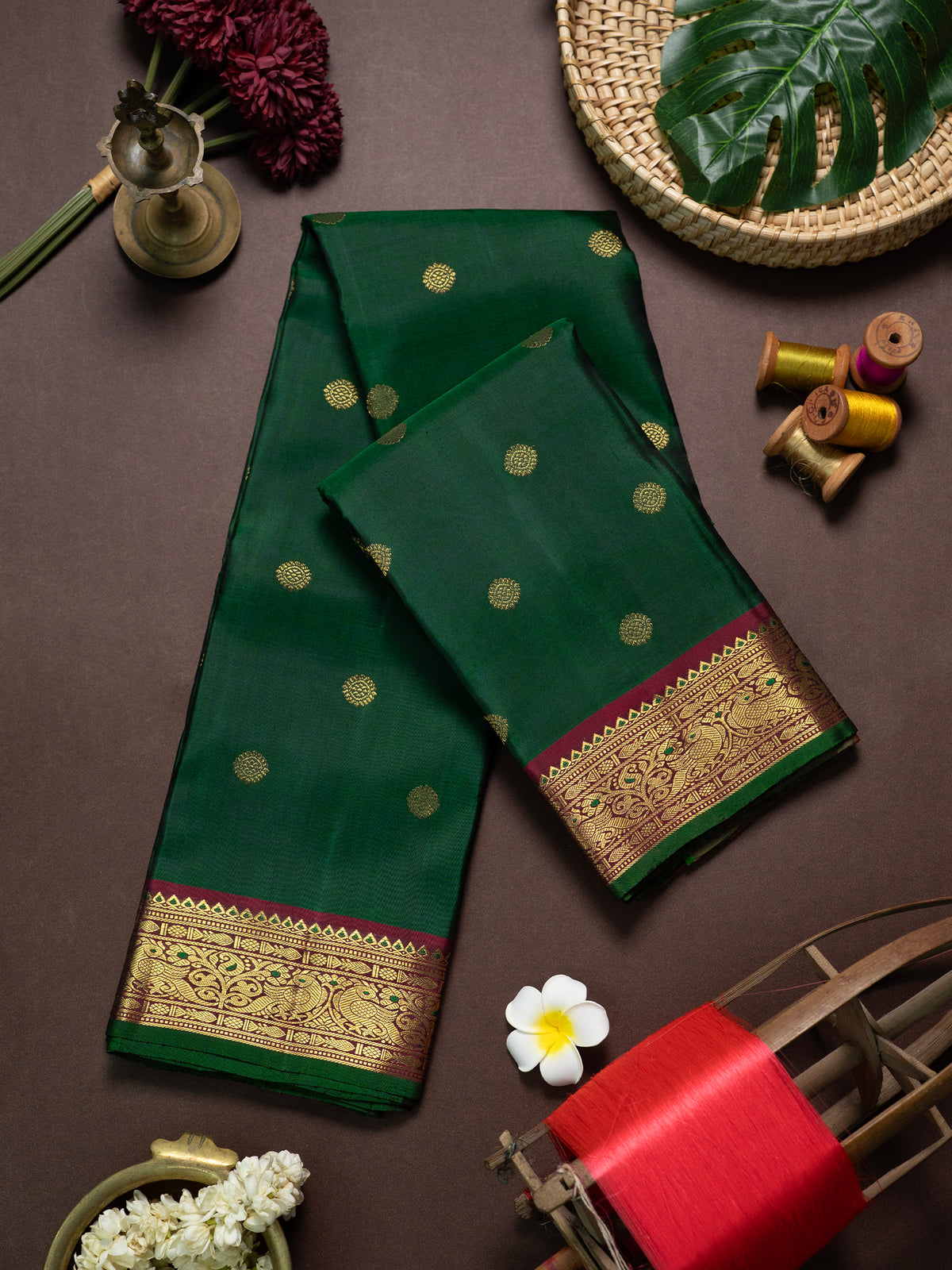 Green with butta pure Zari /Kanjipuram Silk Saree CLSA11994