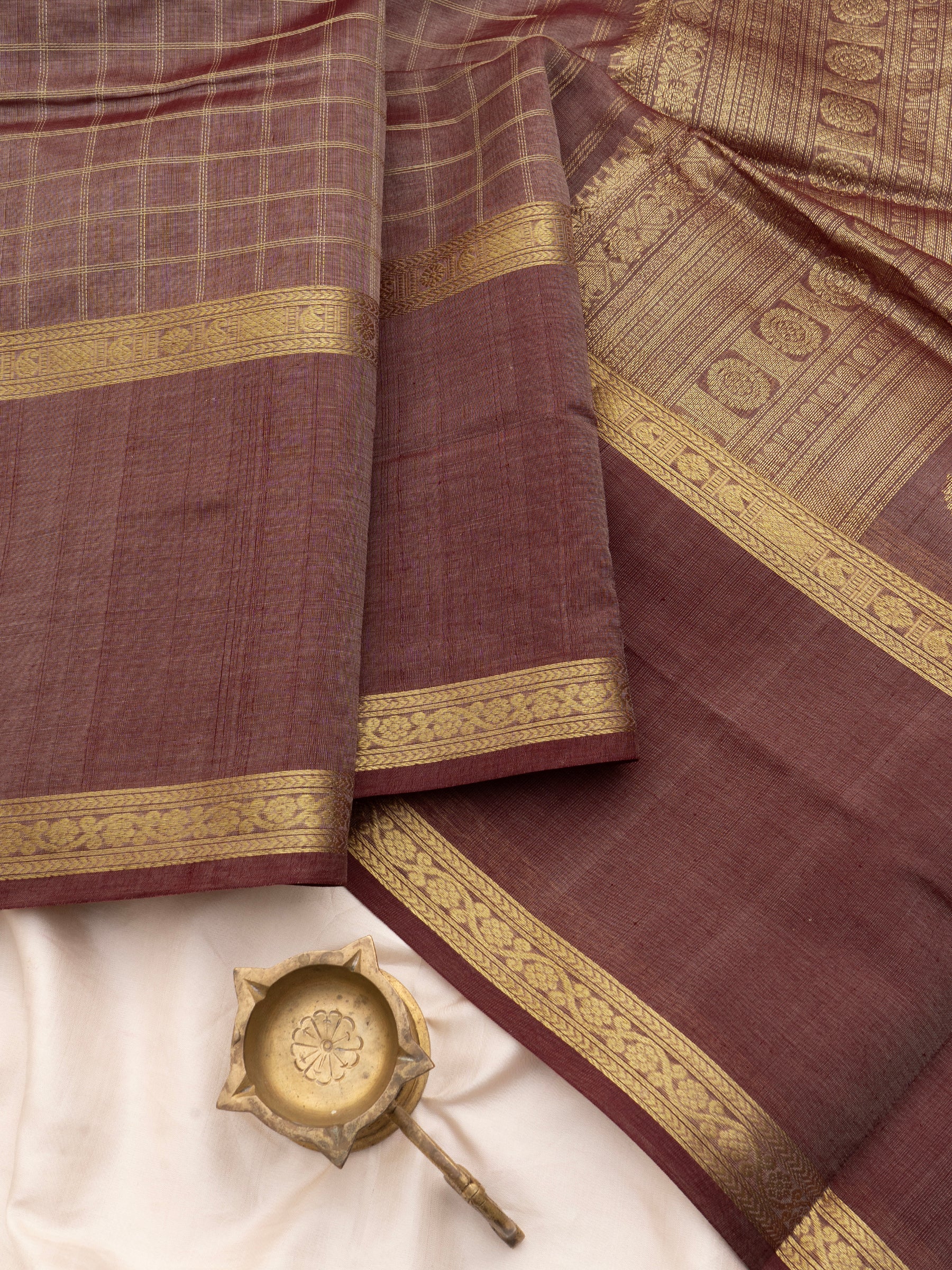 Mauve kattam rettapet border/ Silk Cotton Saree CLSA1430