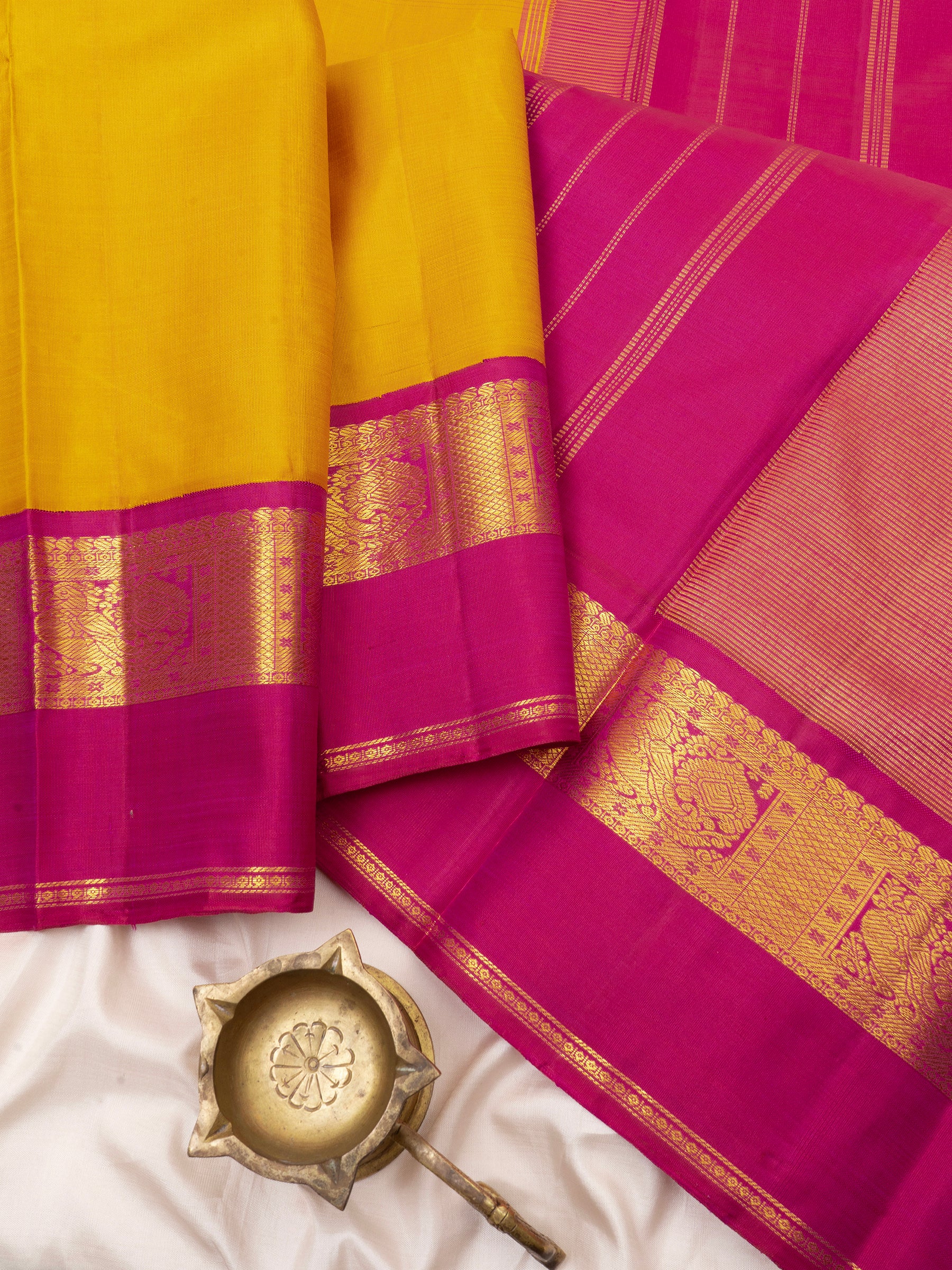 Yellow and pink /Arani Silk Saree