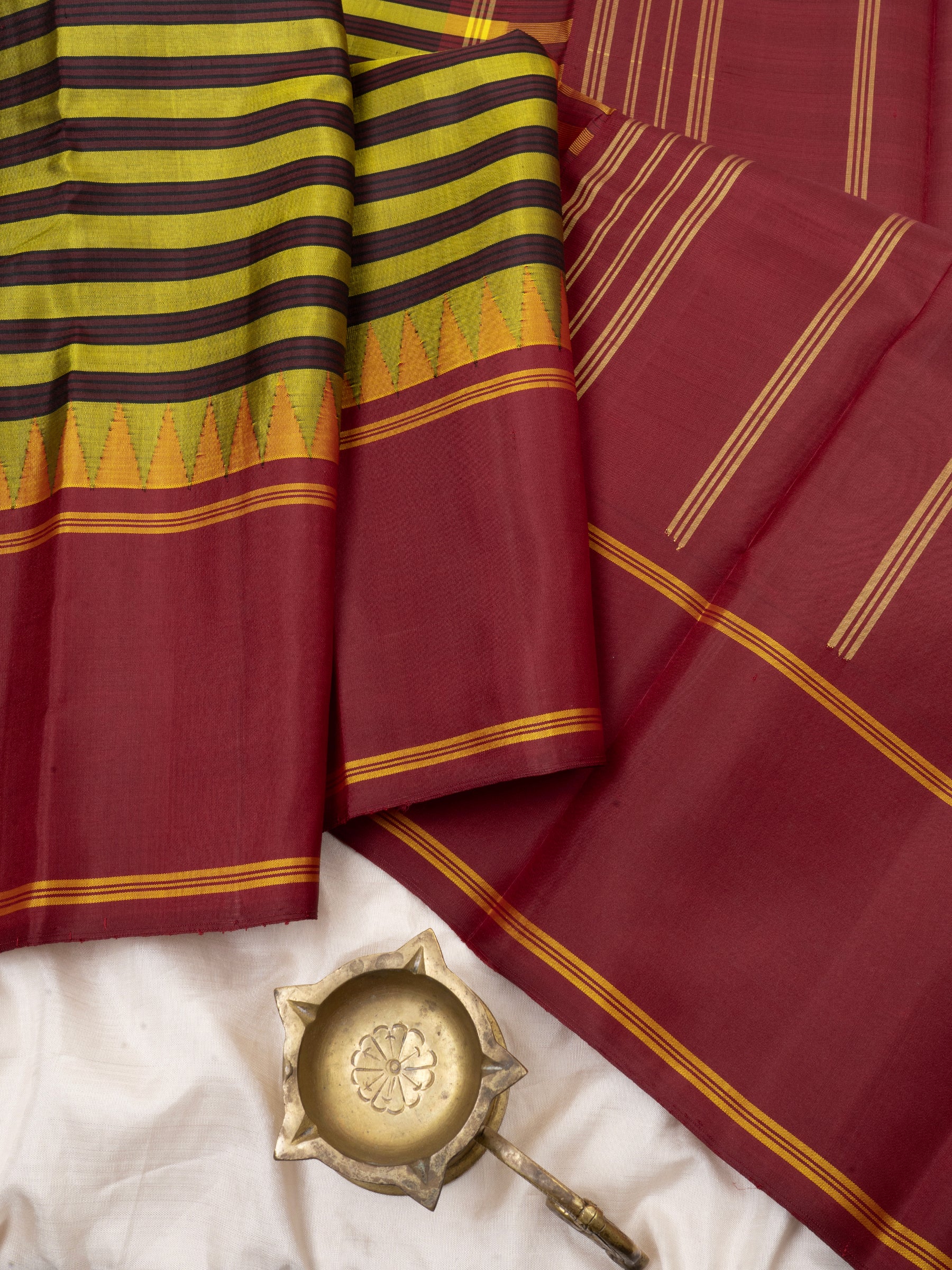 Vintage stripes brown/black and green / Arani silk CLSA2529