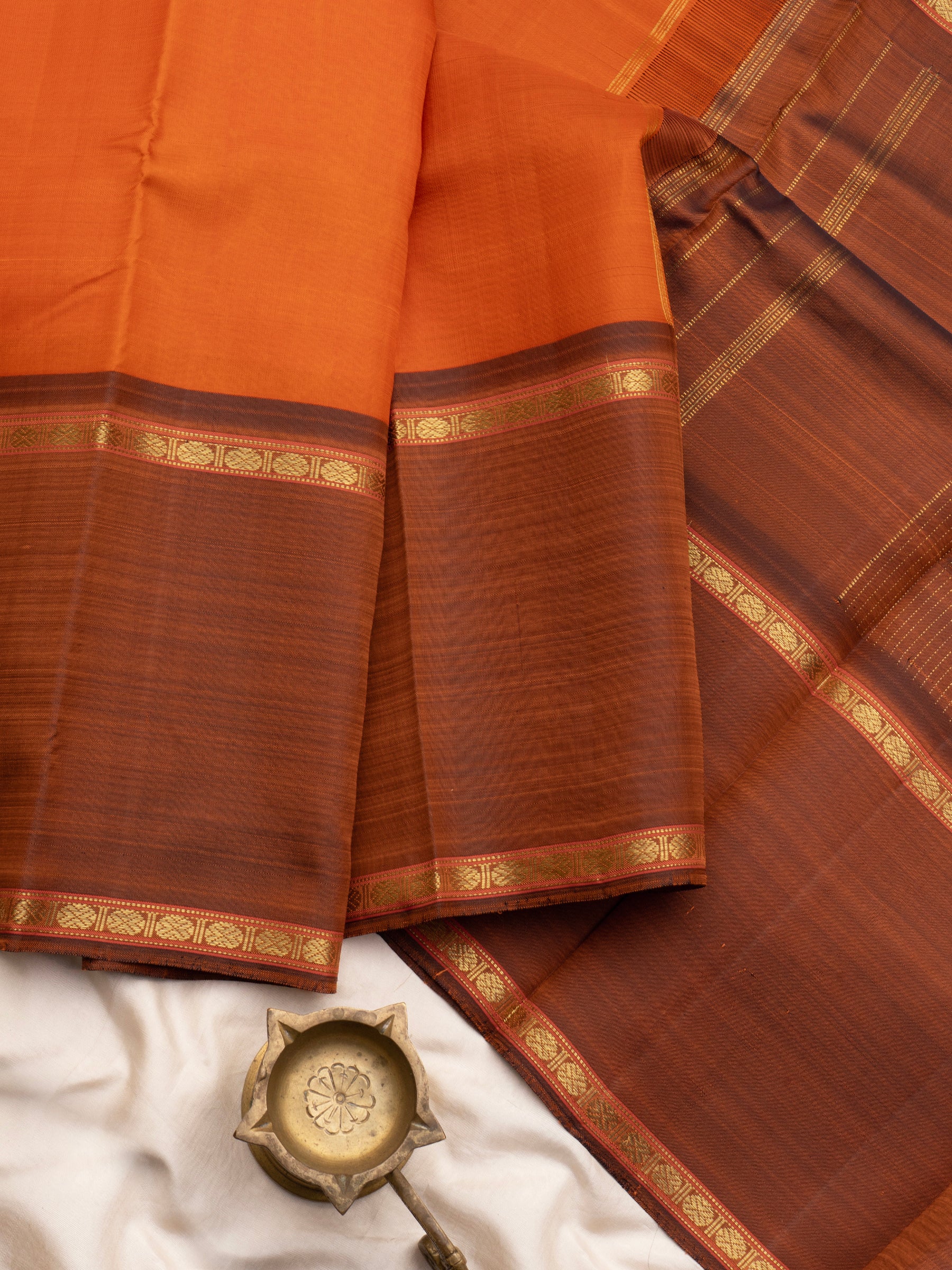 Orange and rustic rettapet border/ Arani Silk Saree CLSA3687