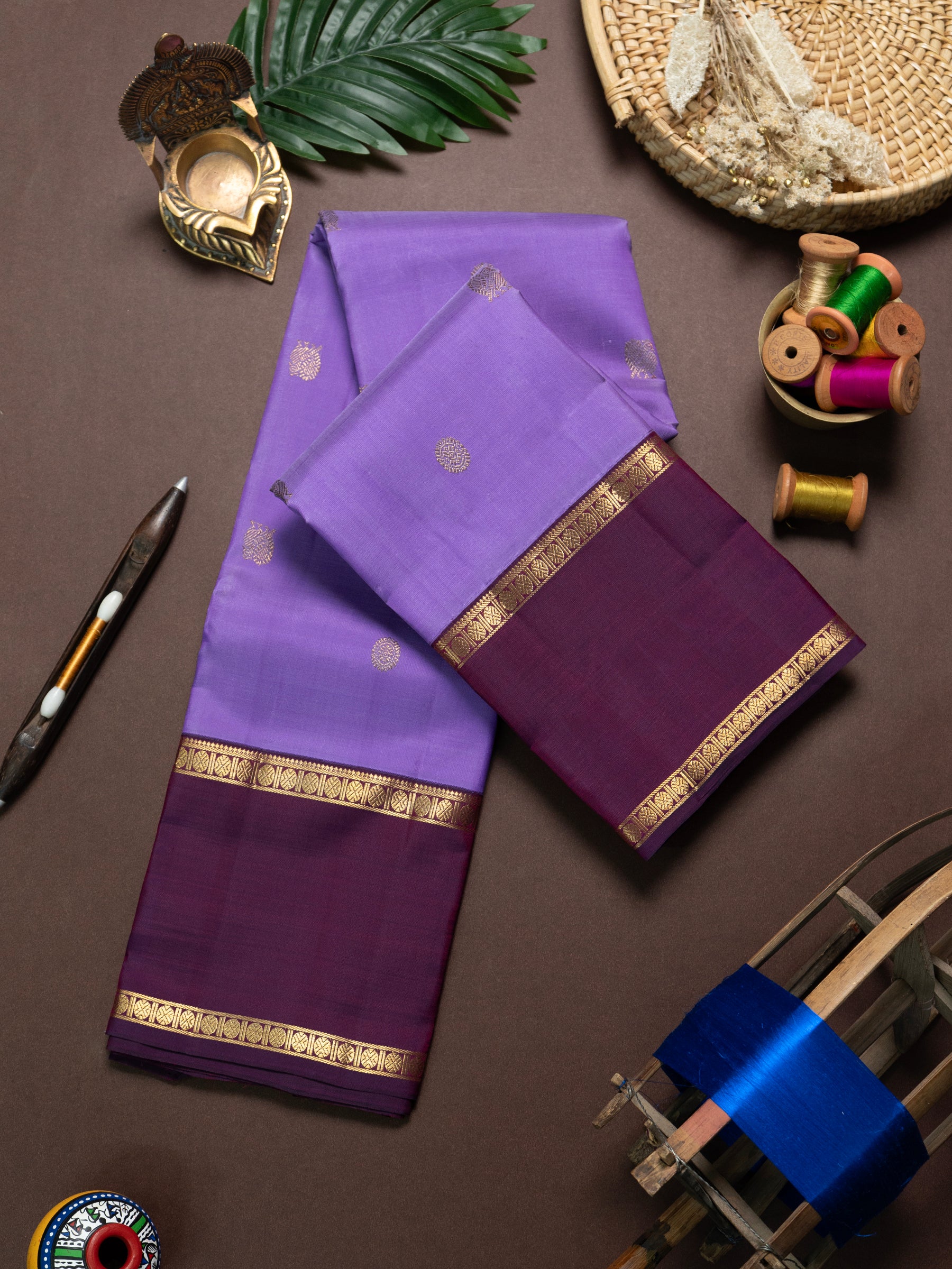 Lavender and deep purple  rettapet border/ Kanjipuram Silk Saree CLSA