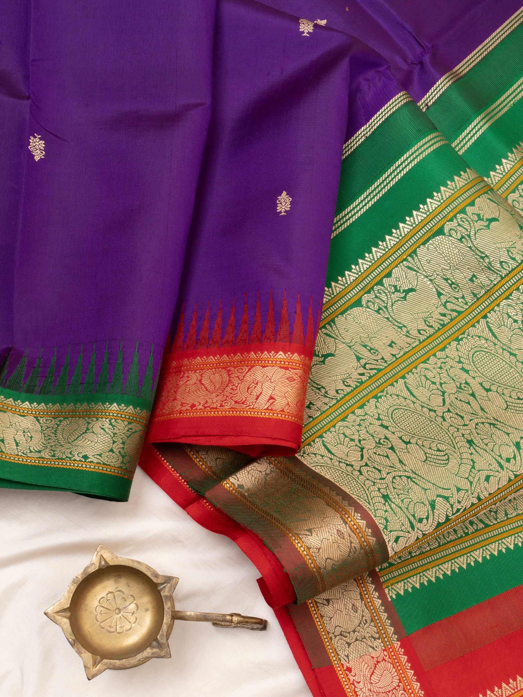 Purple ganga jamuna border and double color pallu / special edition kanjipuram silk CLSA4189
