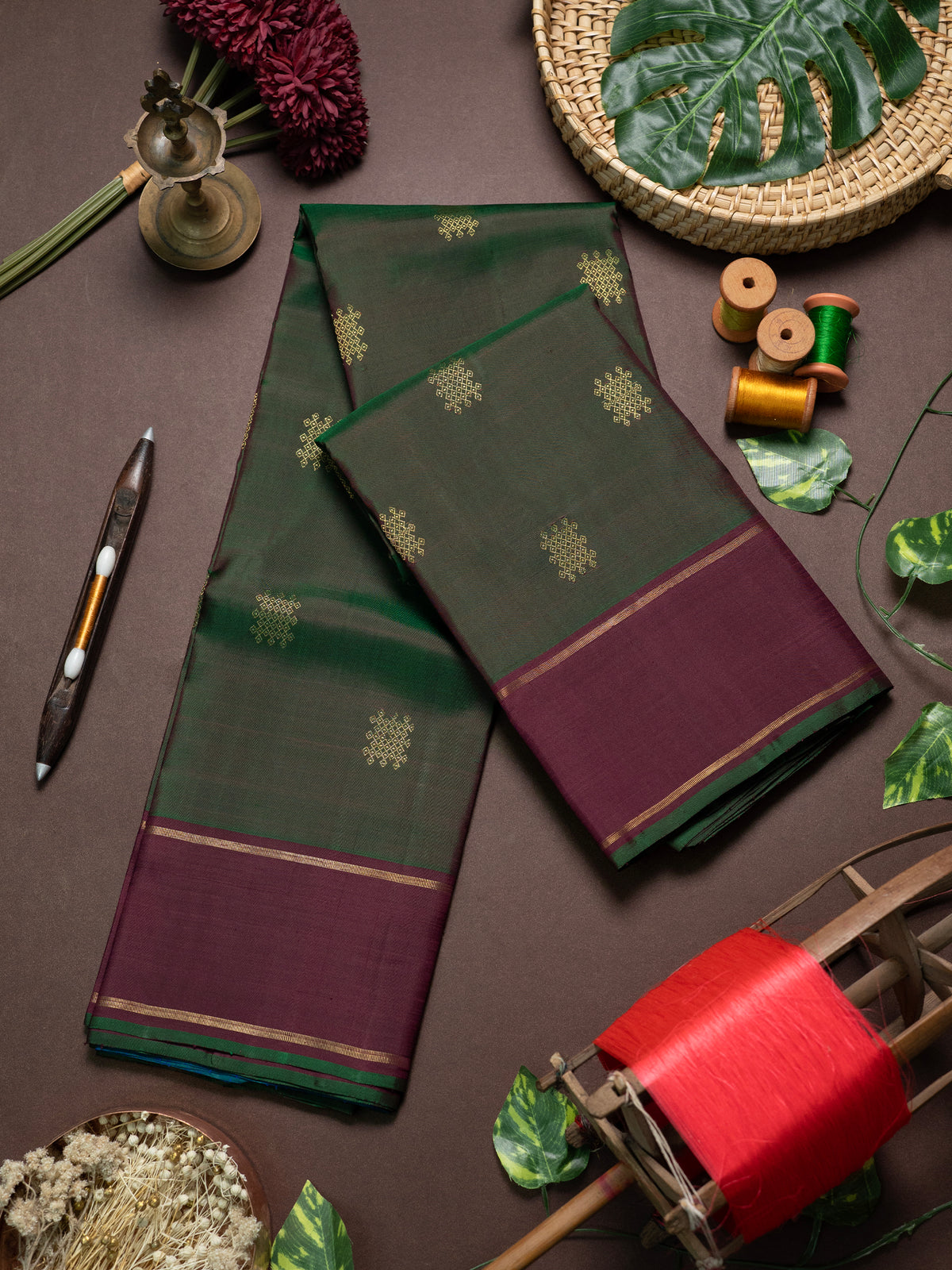 Manthulir Kolam Butta Kanjipuram Silk Saree CLSA5255