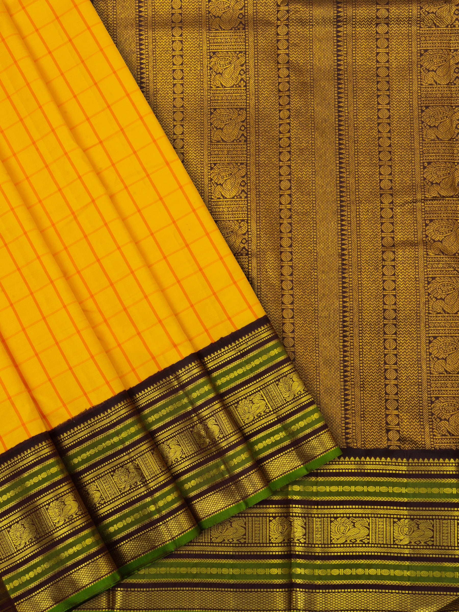 Yellow kattam varisapet border/Arani Silk Saree CLSA6144