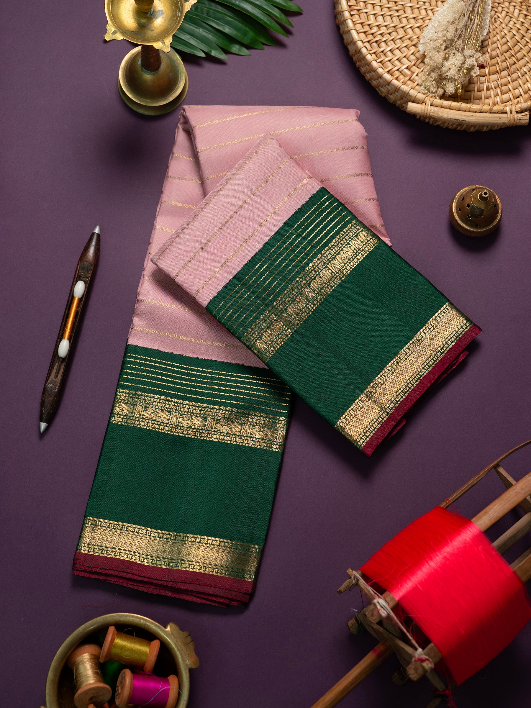 Vintage veldhari korvai Kanjipuram Silk Saree CLSA6154