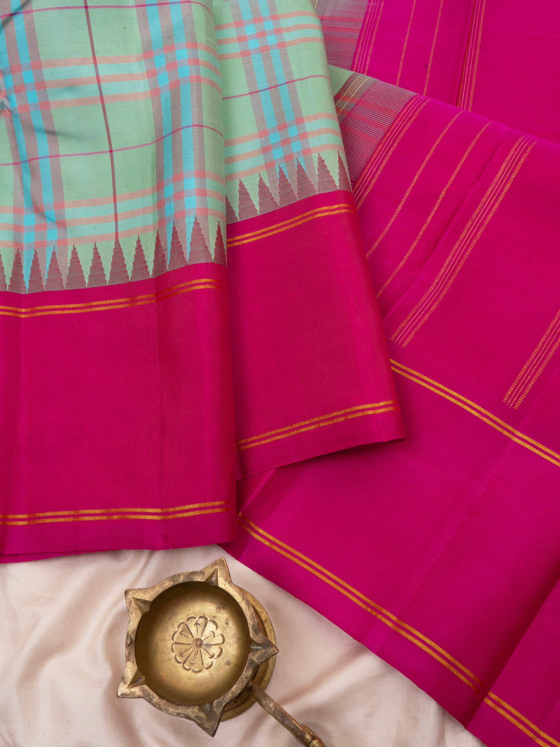 Elakai green Kattam Korvai /Arani Silk Saree CLSA6255