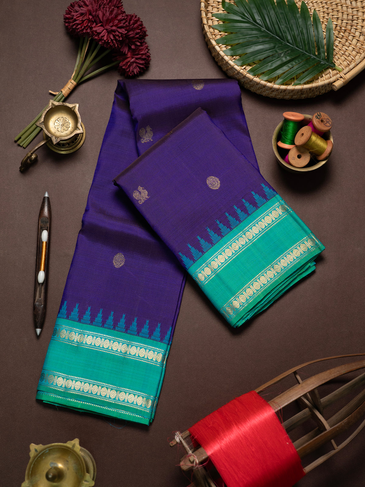 Purple Rettapet temple / Kanjipuram Silk Saree CLSA6571