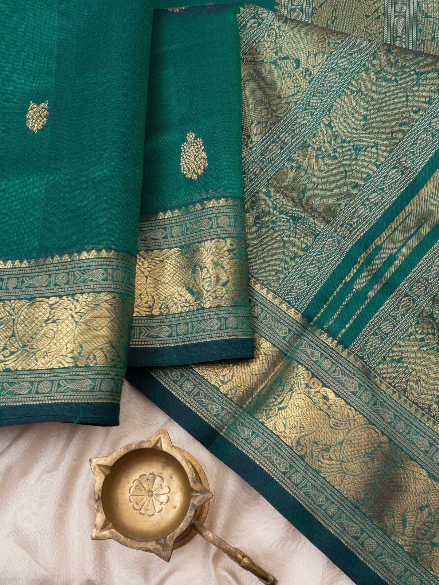 Teal green / Silk Cotton Saree CLSA6587