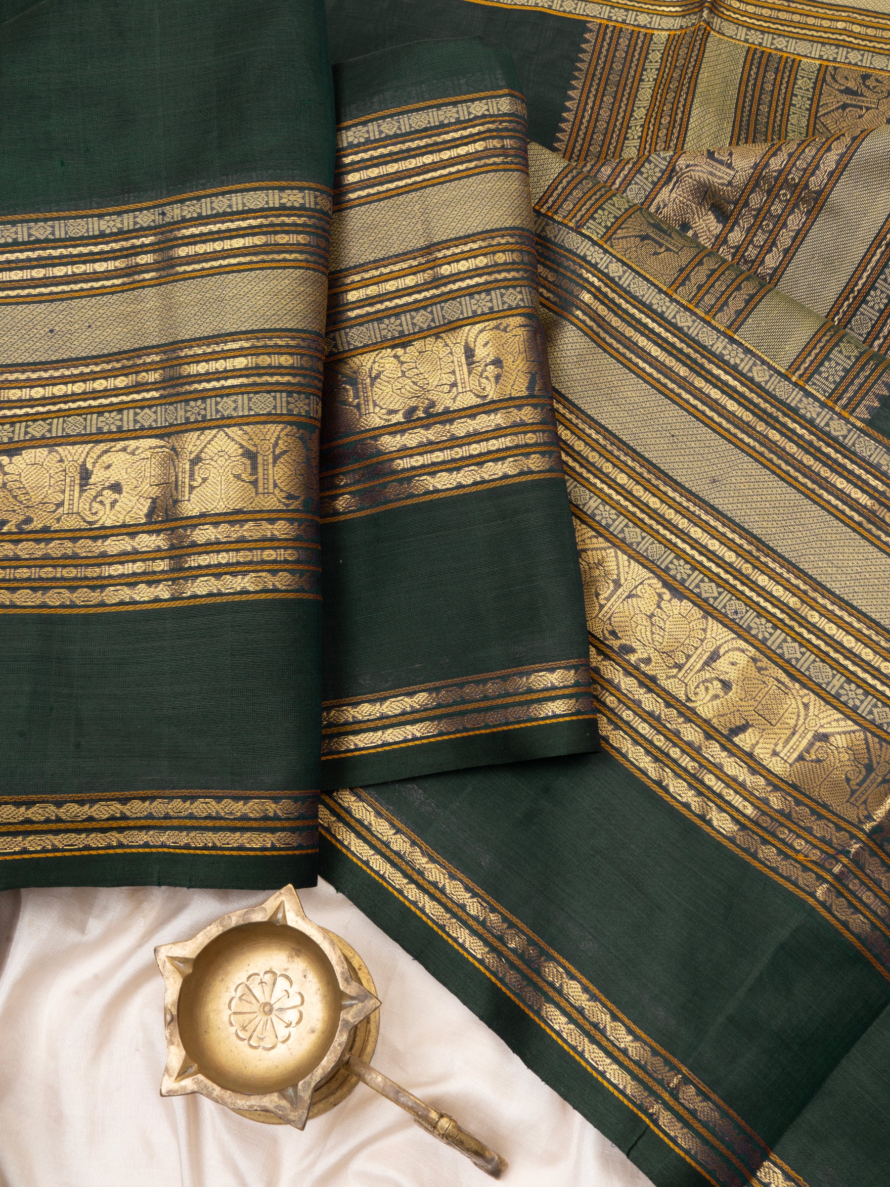 Green long border / Silk Cotton Saree CLSA7113