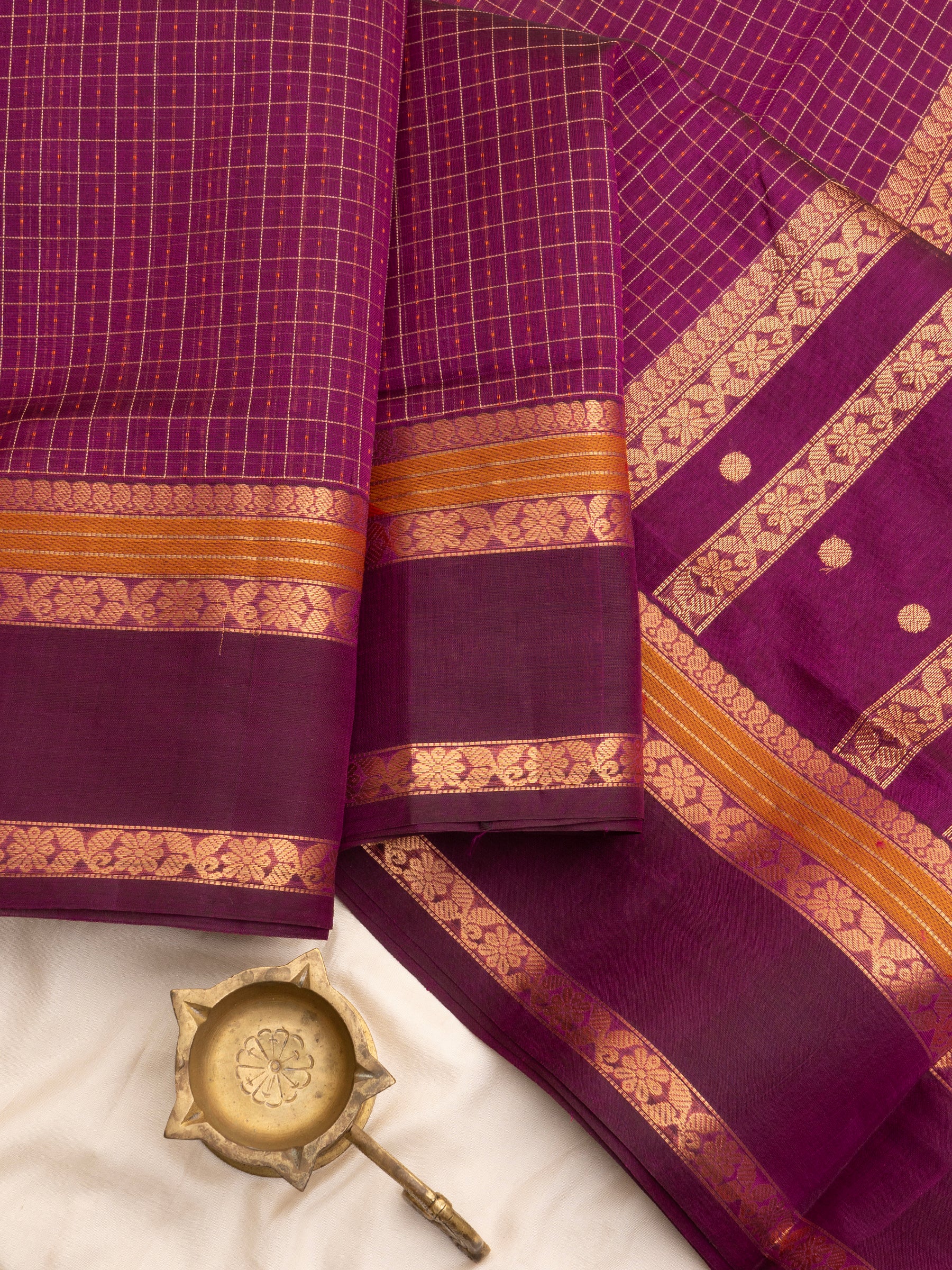 Magenta kattam kalakshetra kili pallu/ Silk Cotton Saree CLSA7279