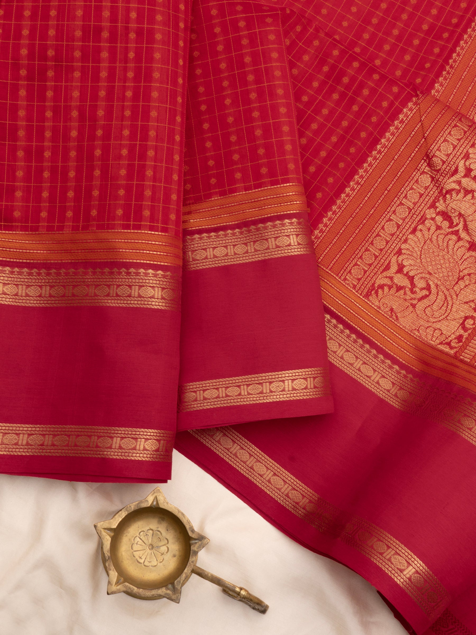 Red kattam lakshambutta / Silk Cotton Saree CLSA7321