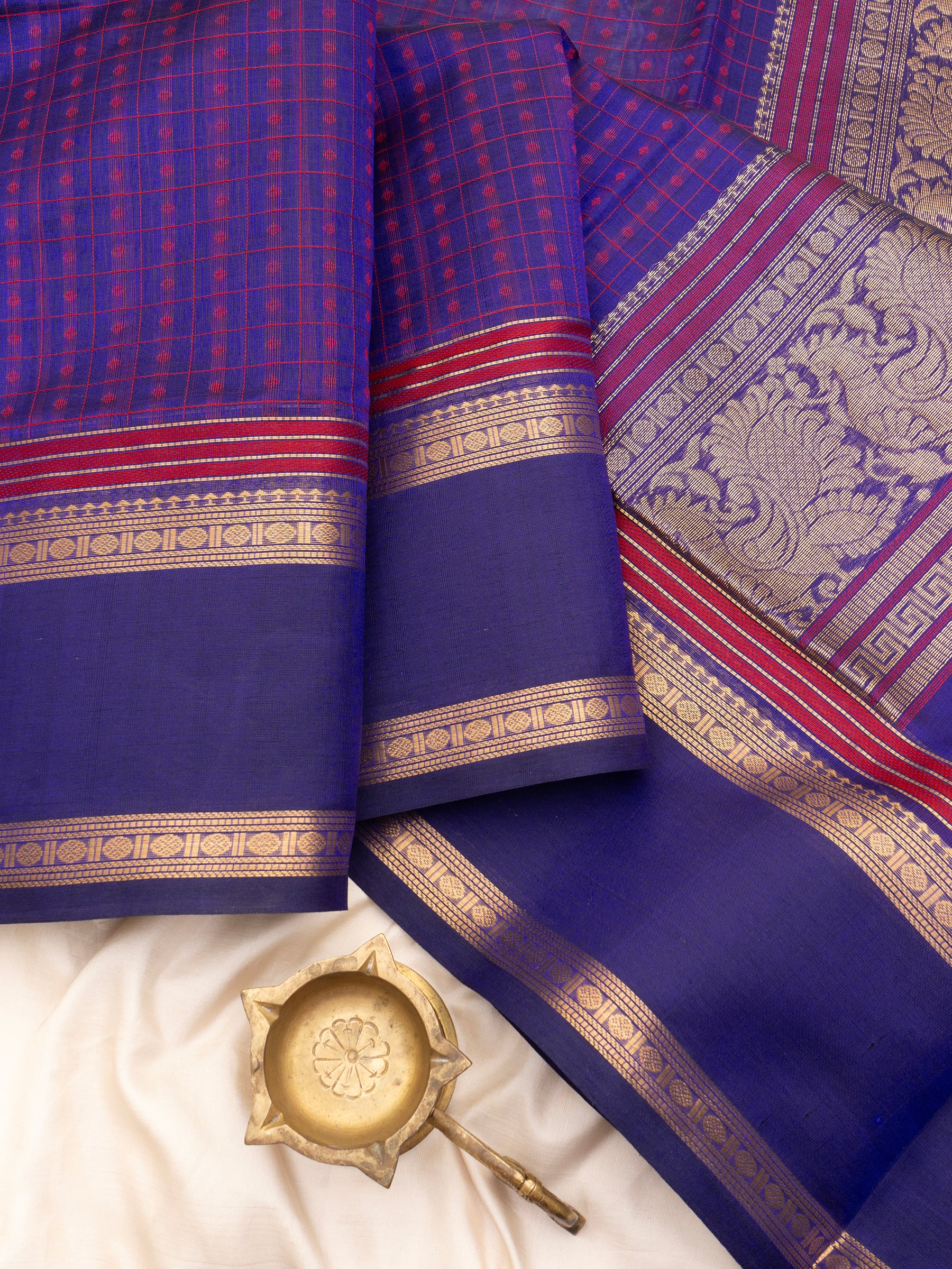 Ink blue kattam lakshambutta/ Silk Cotton Saree CLSA7322