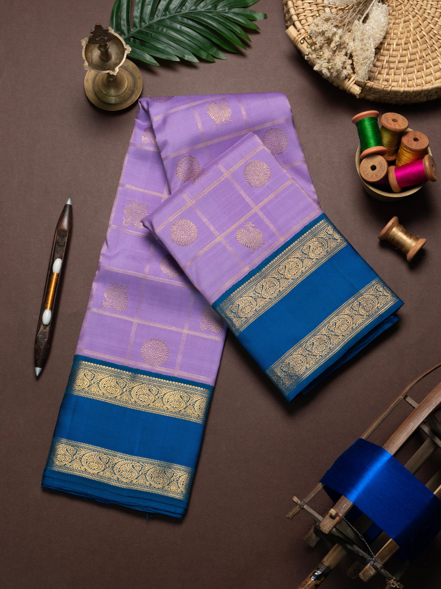 Lavender Zari Kattam Kanjipuram Silk Saree CLSA7325