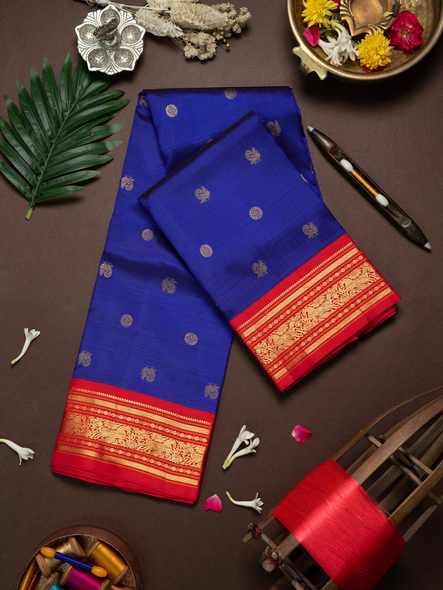Ms blue Korvai Kanjipuram Silk Saree CLSA7329