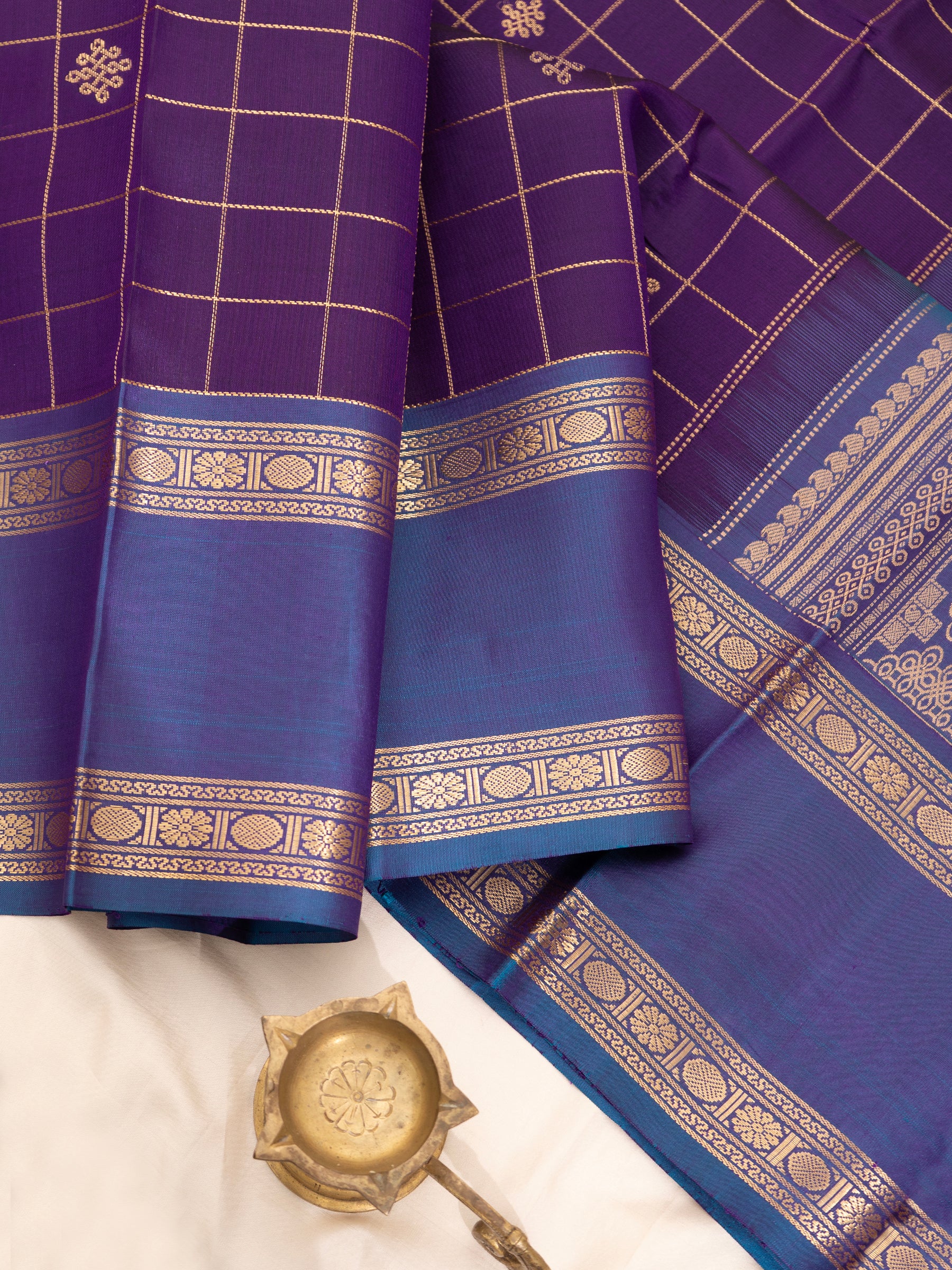 Purple kattam kolam and lavender unique pallu / Special Edition Silk CLSA8365