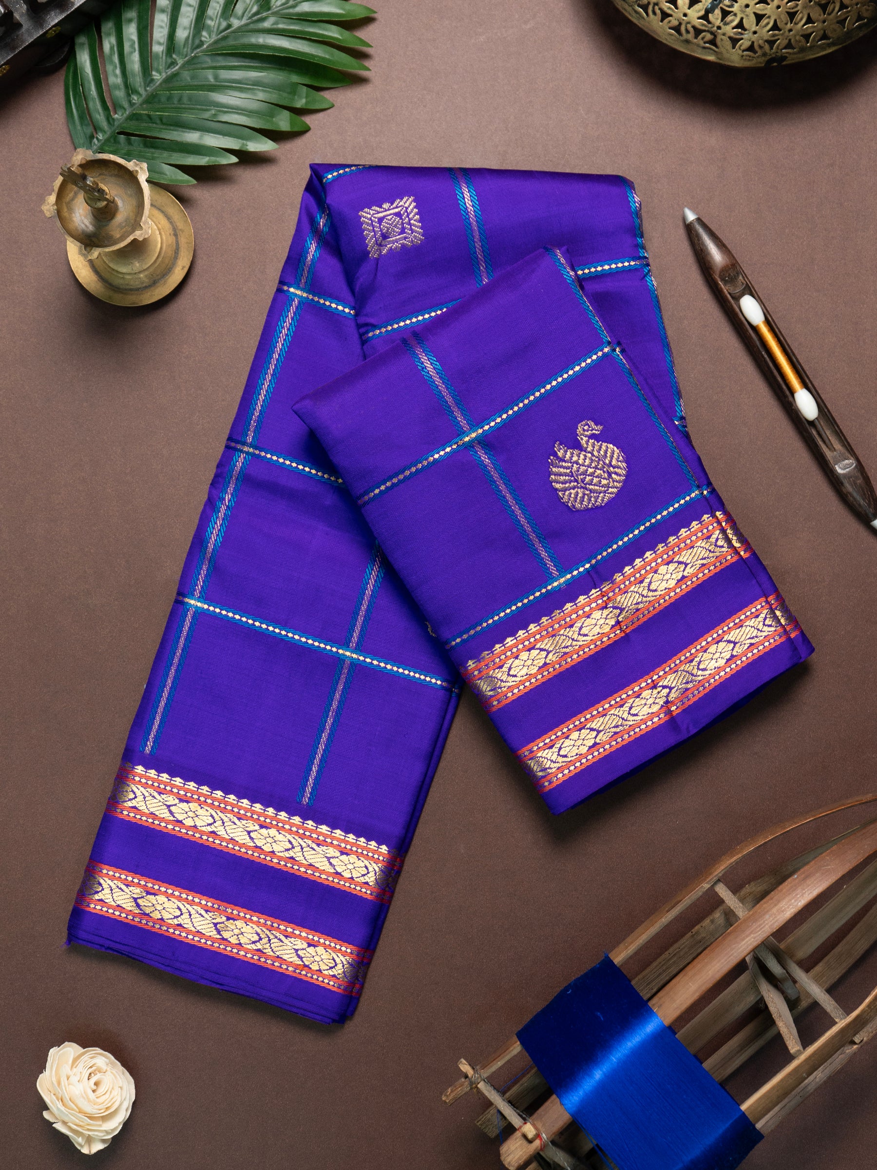 Master weaver Kattam adai Butta / Kanjipuram Saree CLSA8668